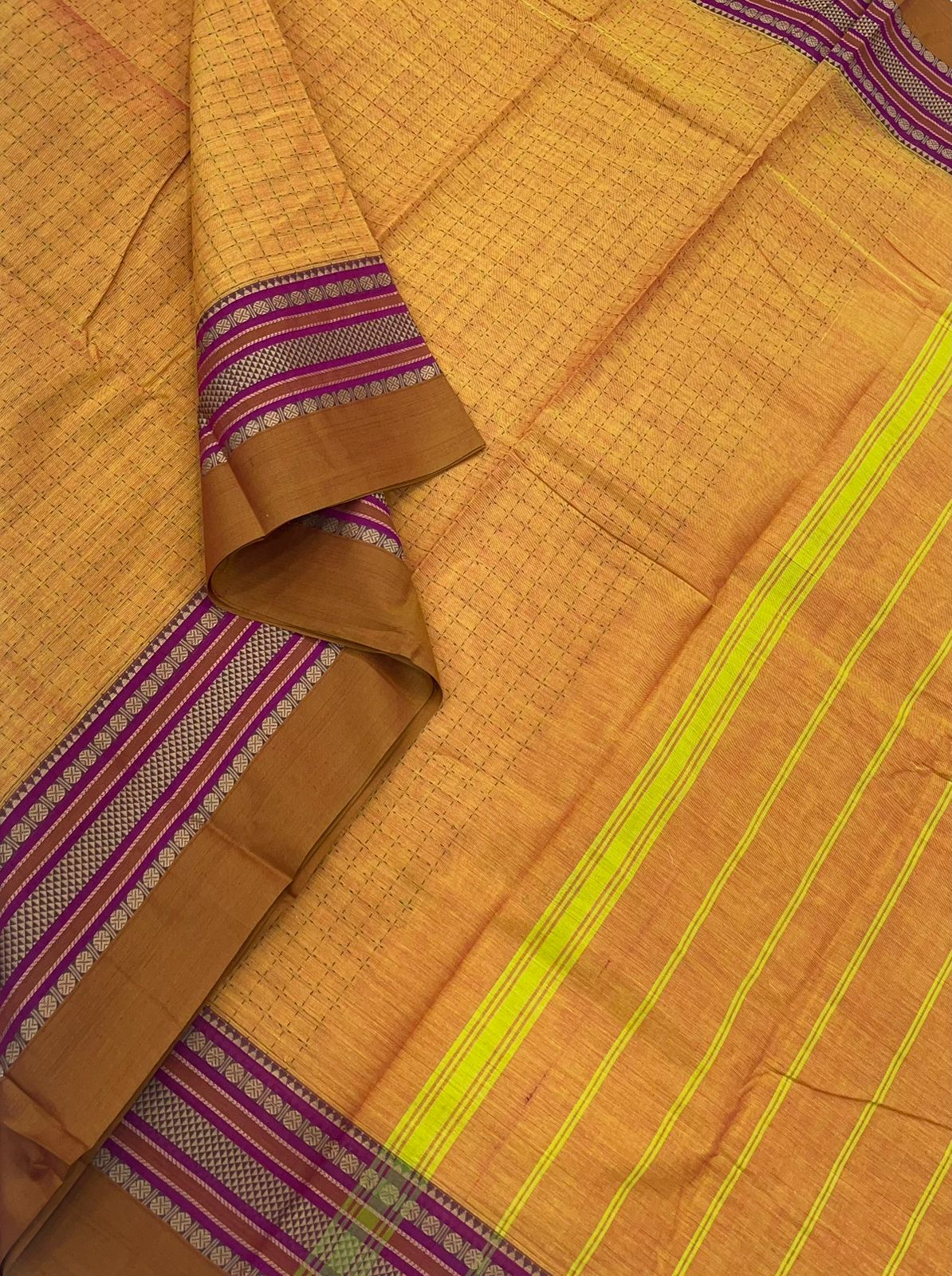 Kanchi soft cotton | Manjal X plus BUTTA | thread border