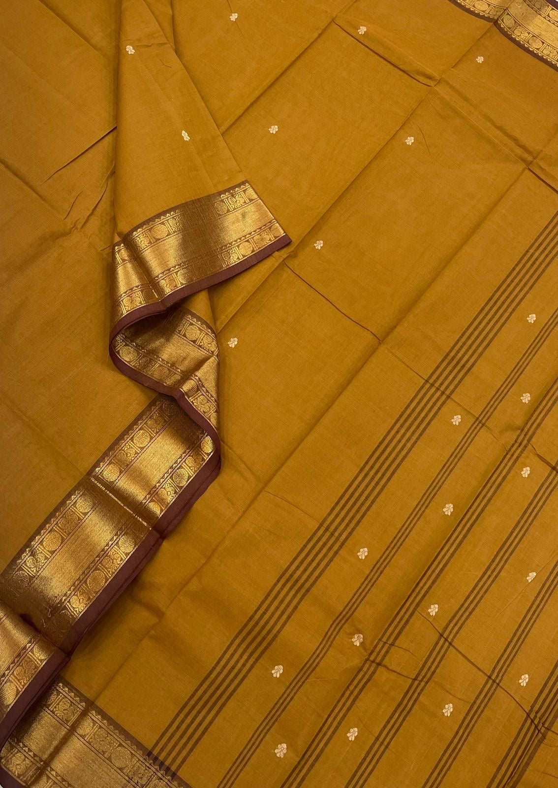 Kanchi soft cotton | mustard | Zari border