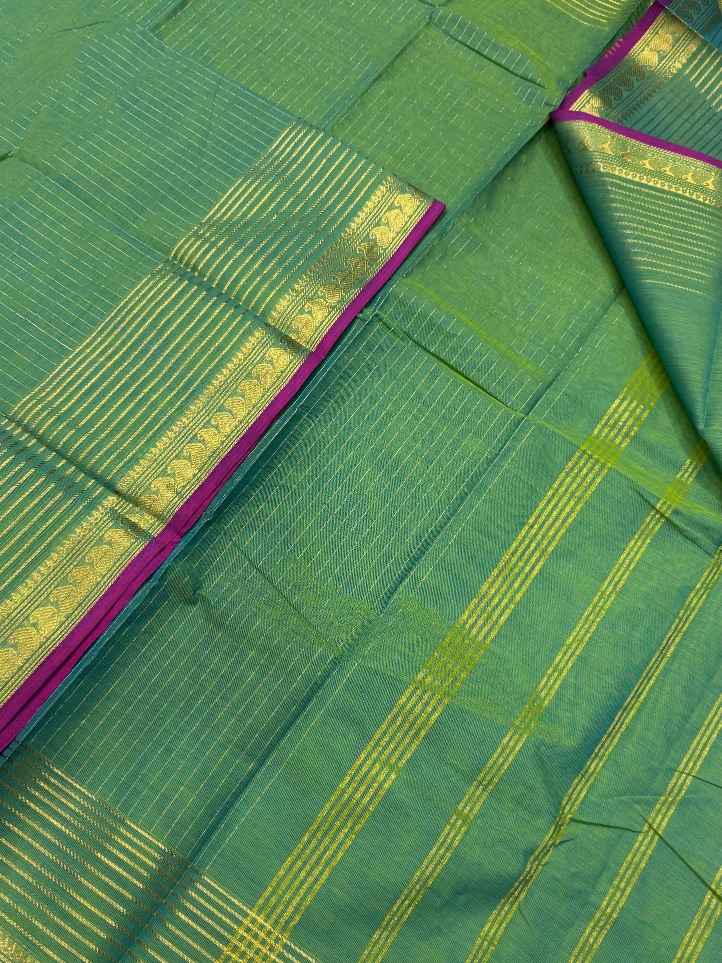 Kanchi soft cotton | teal green X vadamalli | oosivanam Zari