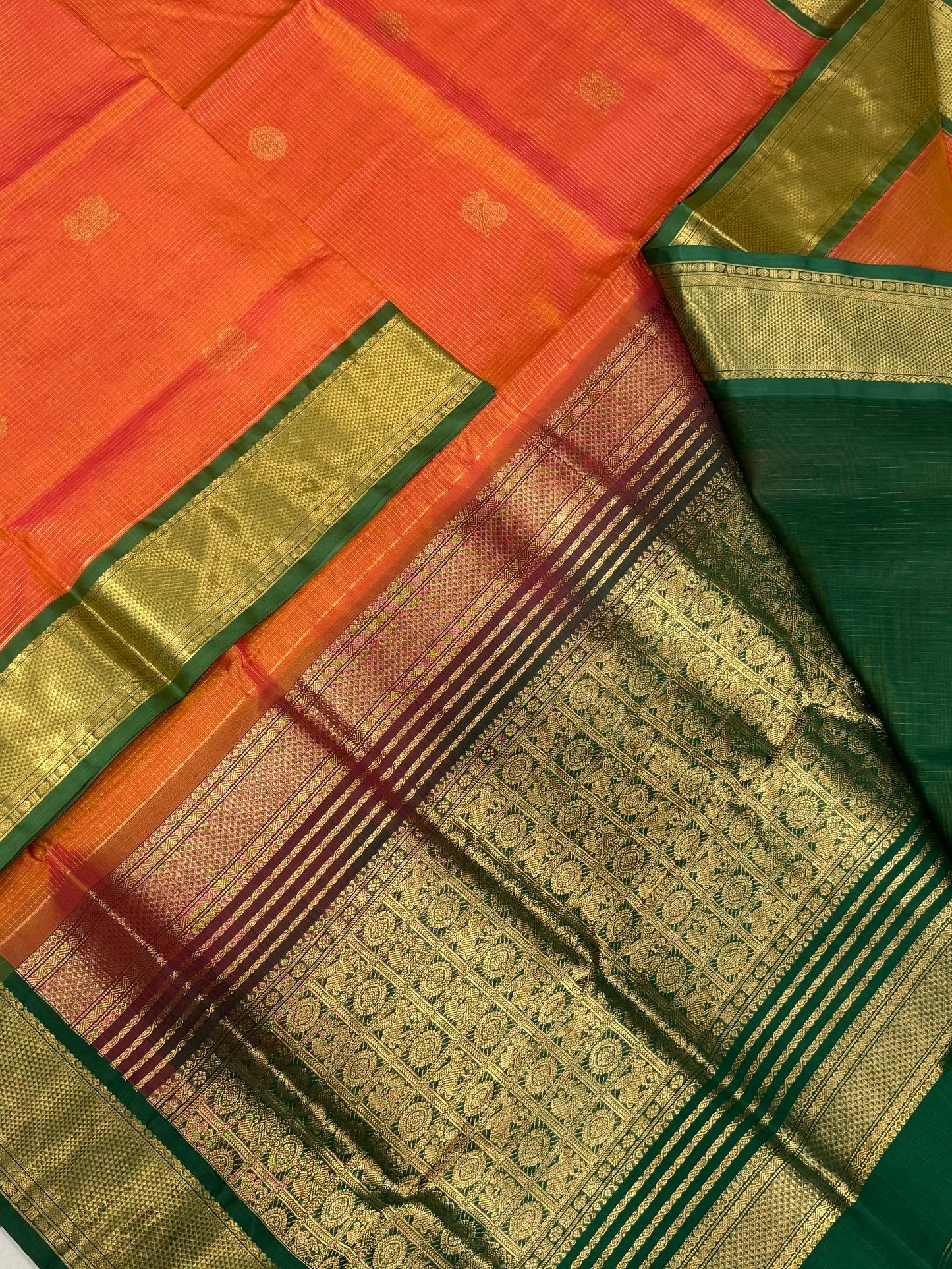 Kanchi Silk Cotton Sarees | luxury silk cotton | muthukattam x mayil chakram | mango yellow X green | NKV37