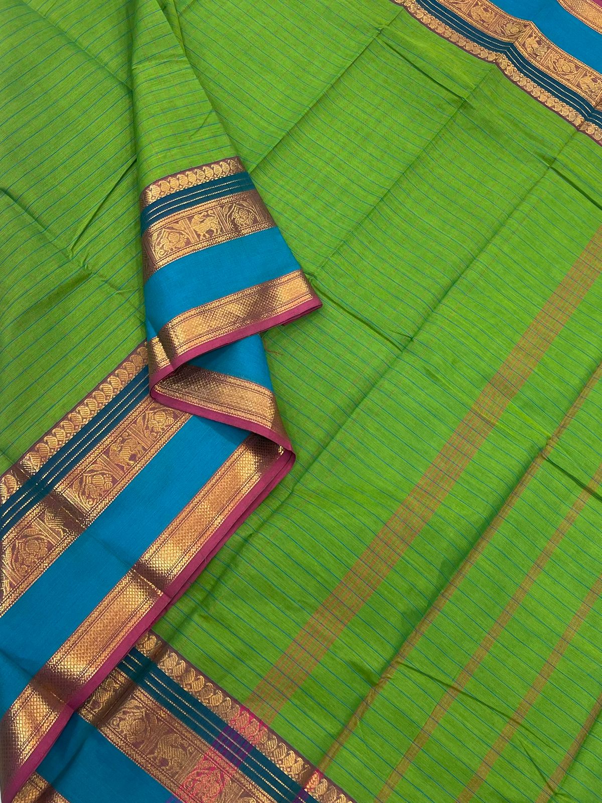 Kanchi soft cotton | kattam x rettaipet | green X pink X blue