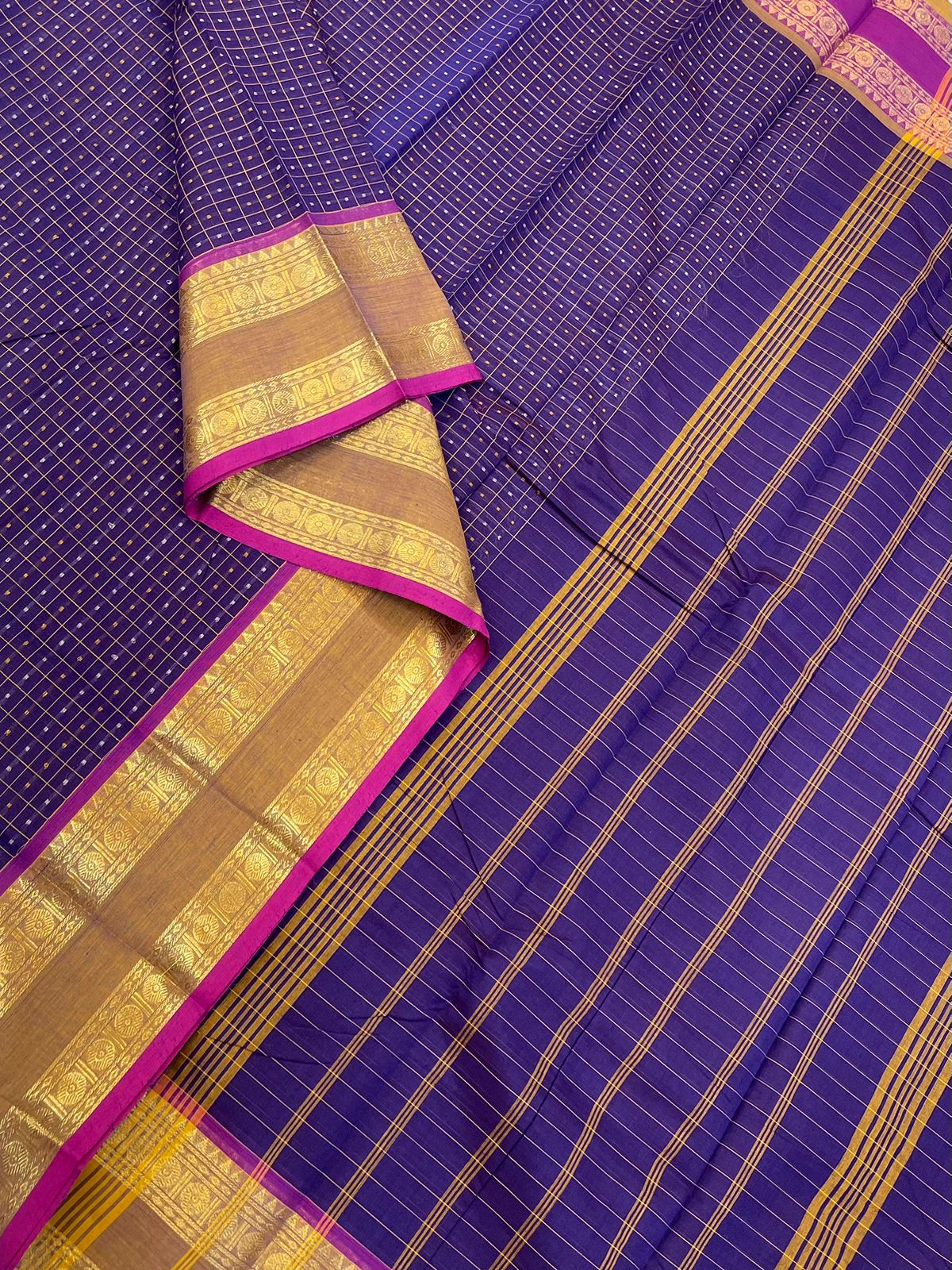 Kanchi soft cotton | 1000 BUTTA x rettaipet | violet X Zari border