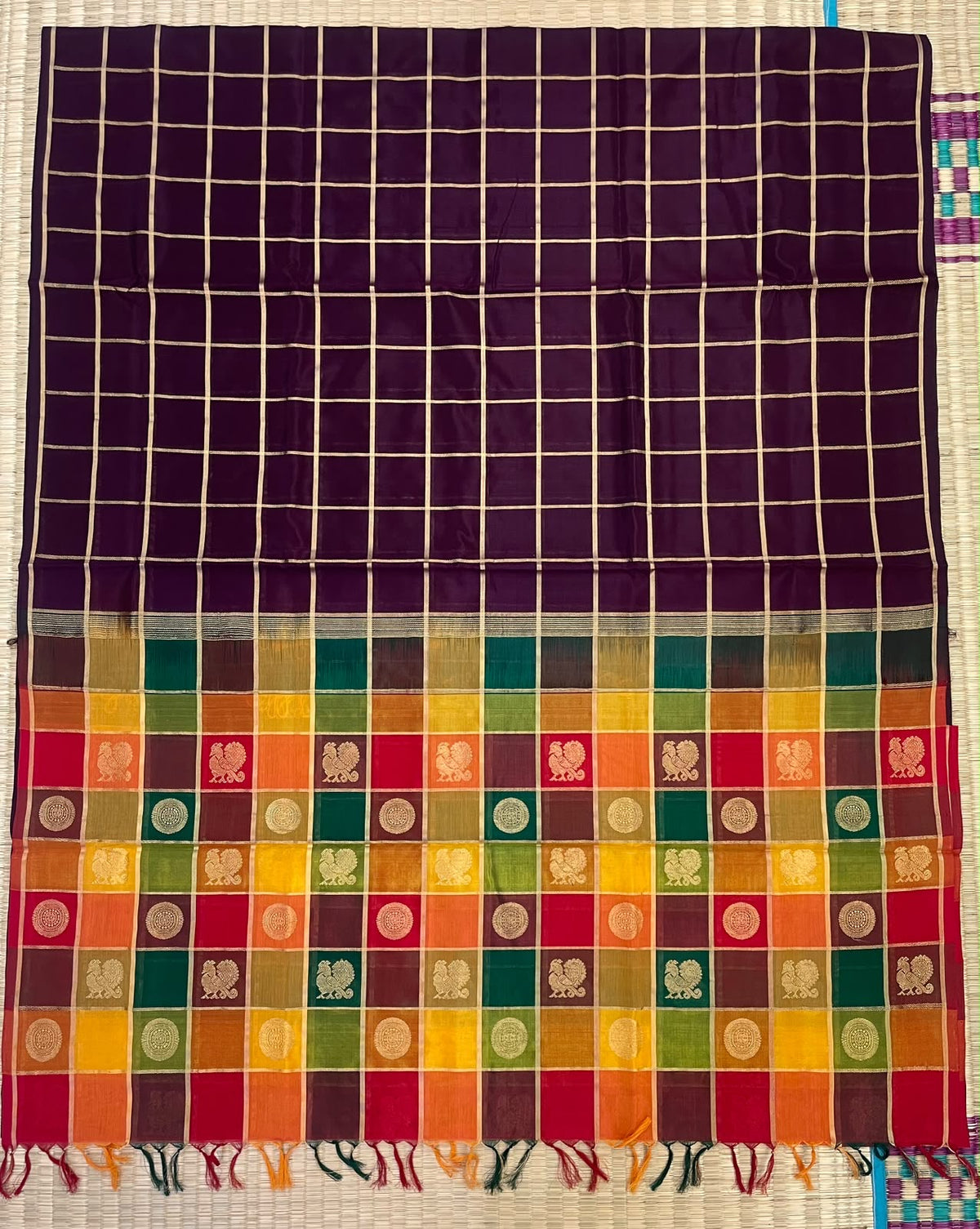 Kanchi Silk Cotton Sarees | luxury silk cotton | zari kattam brown x gold| palum pazhamum kattam x mayil chakram | NKV37