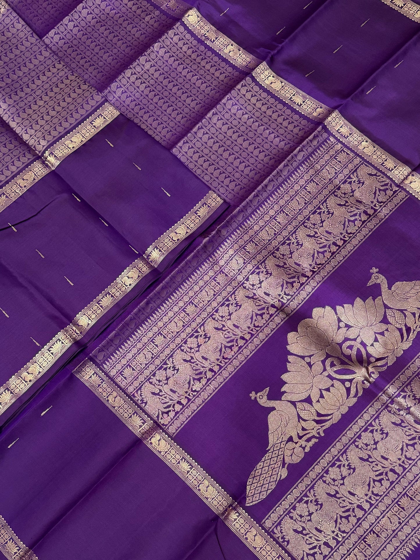 Pure Kanjivarams | zero zari & minimal Zari | varisaipet Xmuppagam |brinjal violet | Handwoven luxury x 4 ply master weave | NKV35