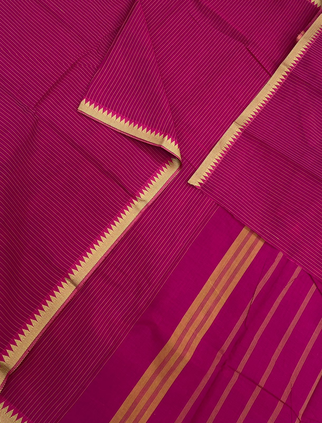 Kanchi soft cotton |tiny temple x tiny thread border | kattam lines x dark pink x beige