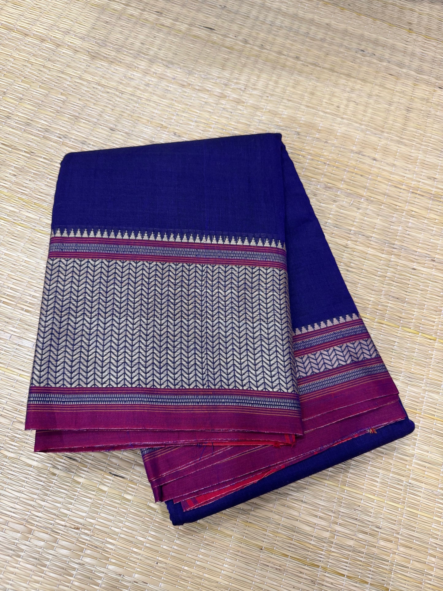 Narayanpet soft cottons |thread border | violet X pink