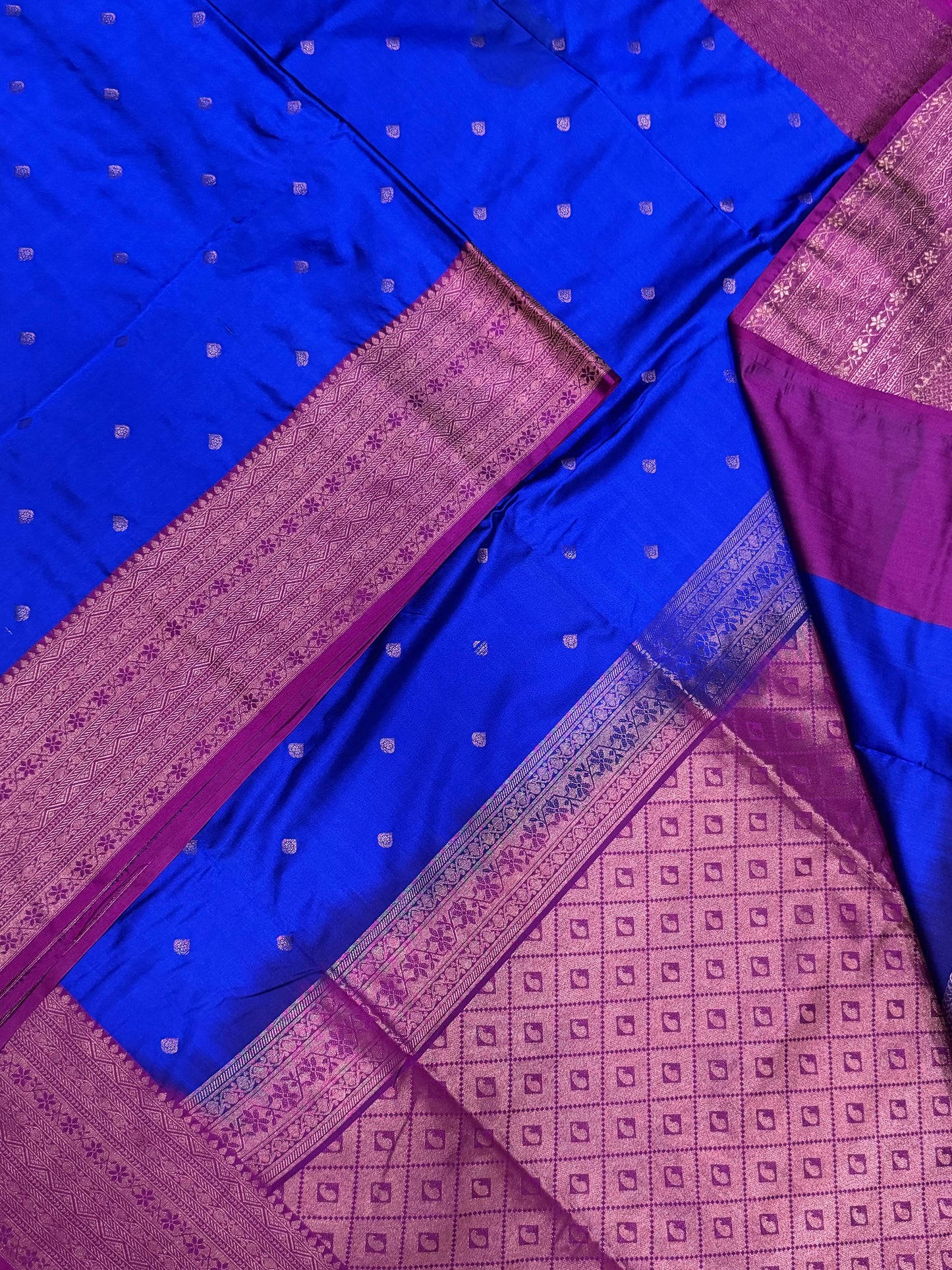 Vegan Silk Sarees Online | blue X pink