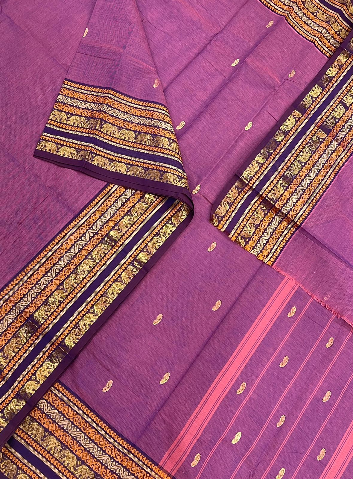 Pastel kanchi soft cotton | pastel lavendar X zari border