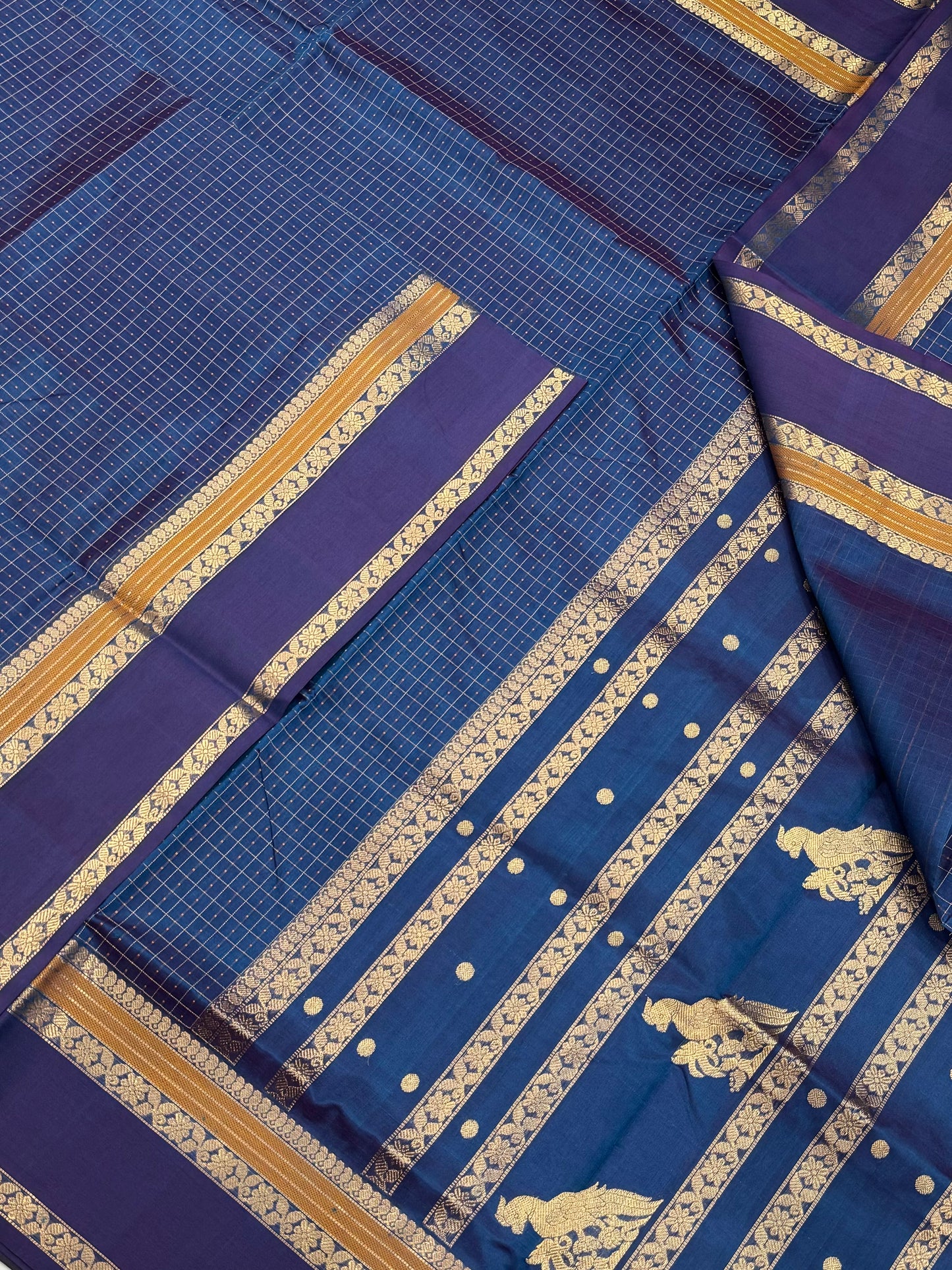 Kanchi Silk Cotton Sarees | 1000 BUTTA x killi pallu | twotone blue X violet | NKV31