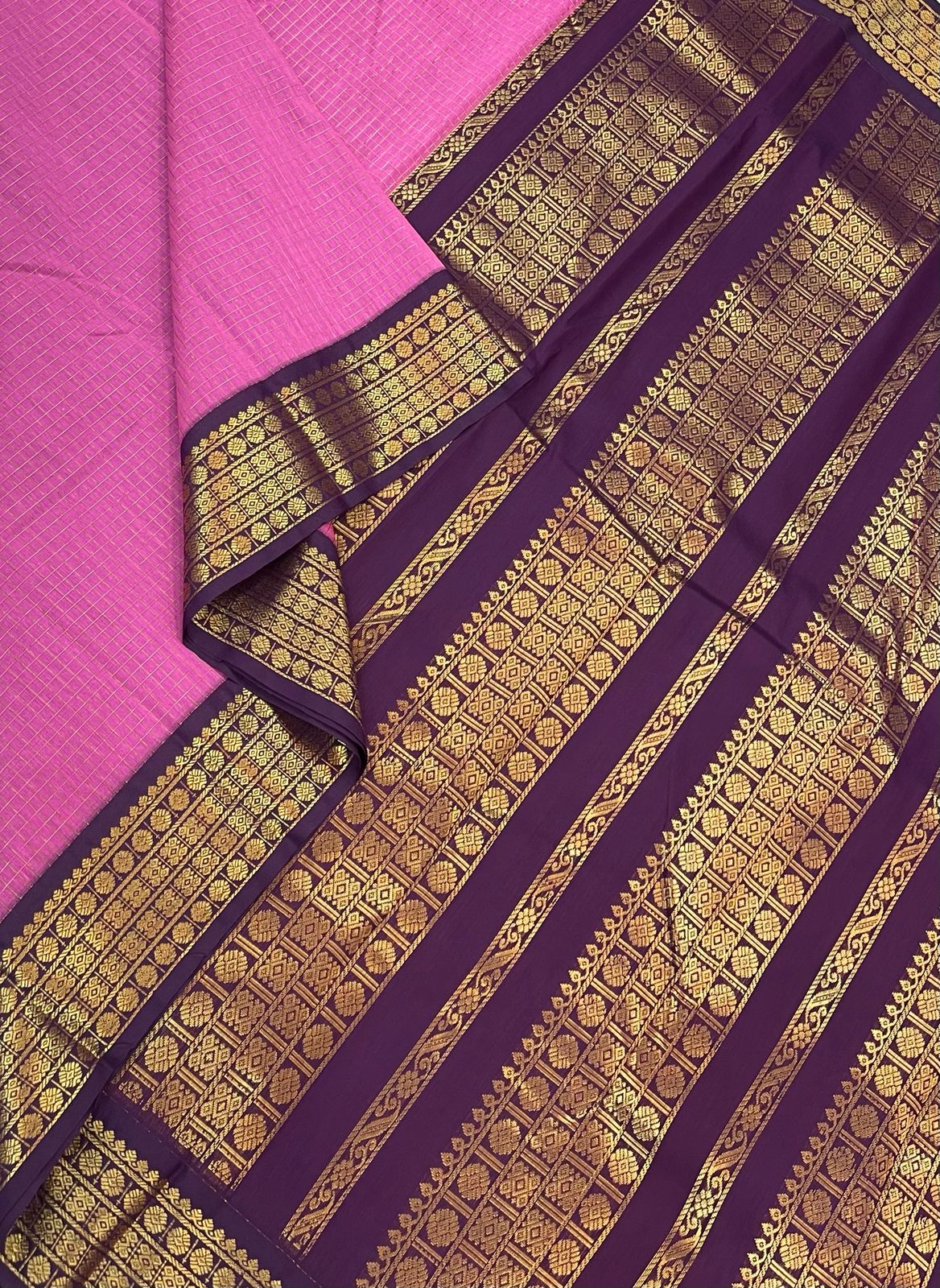 Semi Silk soft Cotton Sarees | korvai border x Zari kattam | pink X jamun | zari border | NKV11
