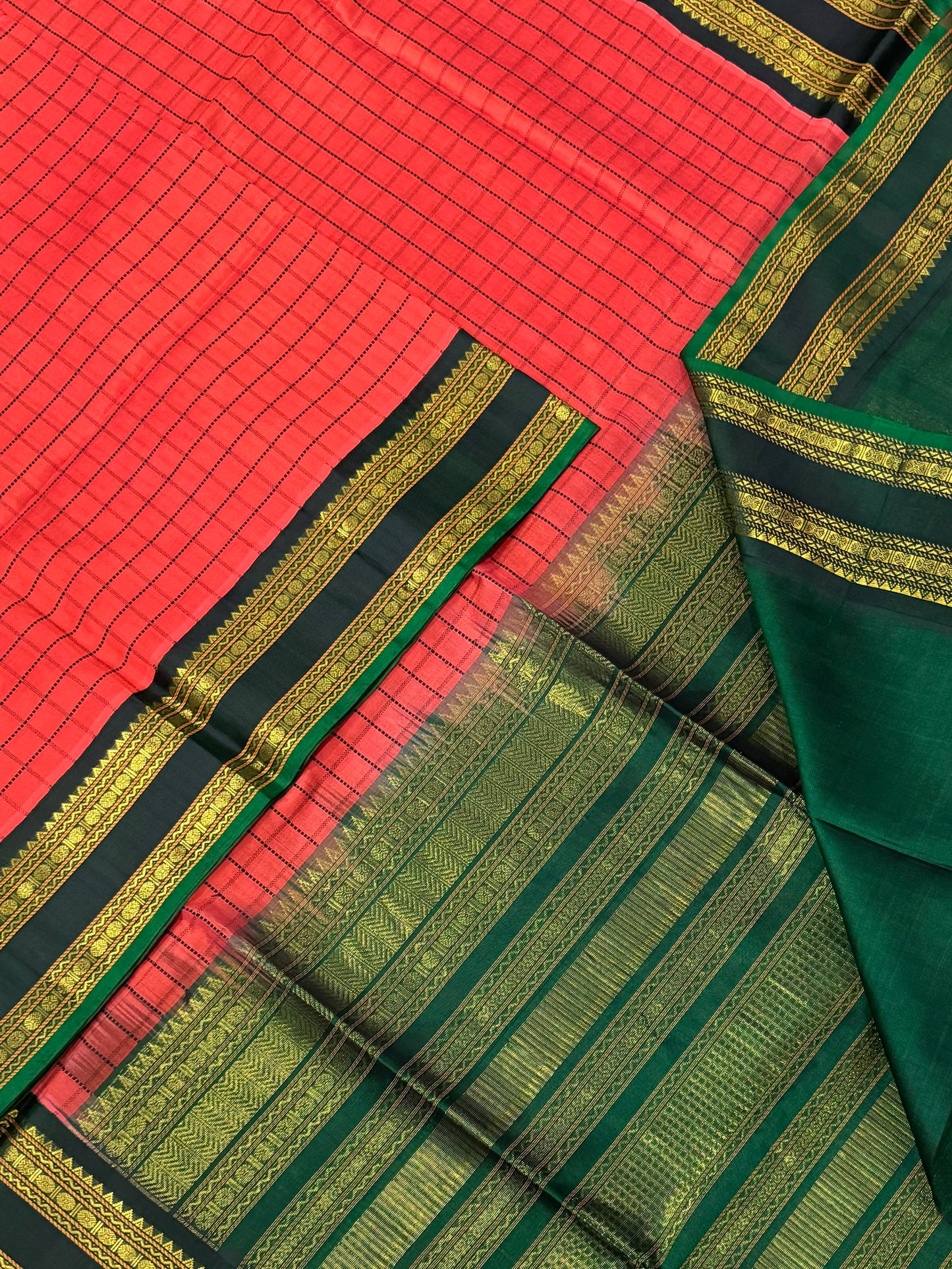 Kanchi Silk Cotton Sarees | korvai silk cotton | kattam X orange X green