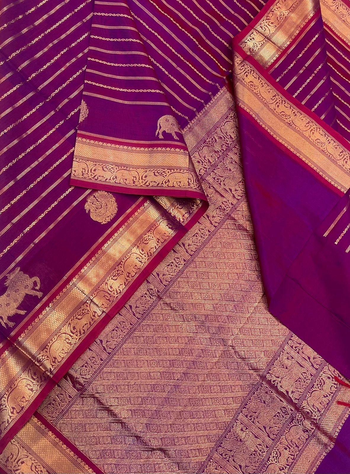 Kanchi Silk Cotton Sarees | luxury silk cotton | veldhari X pichwai X mayil | rani pink NKV37