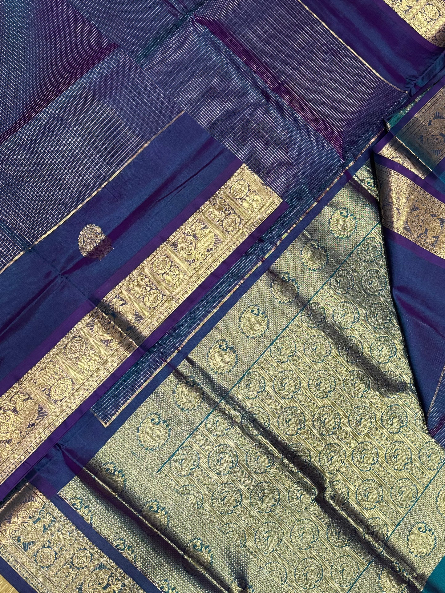 Kanchi Silk Cotton Sarees | VAIRAOOSI muthu kattam mango BUTTA | twotone lavender X blue