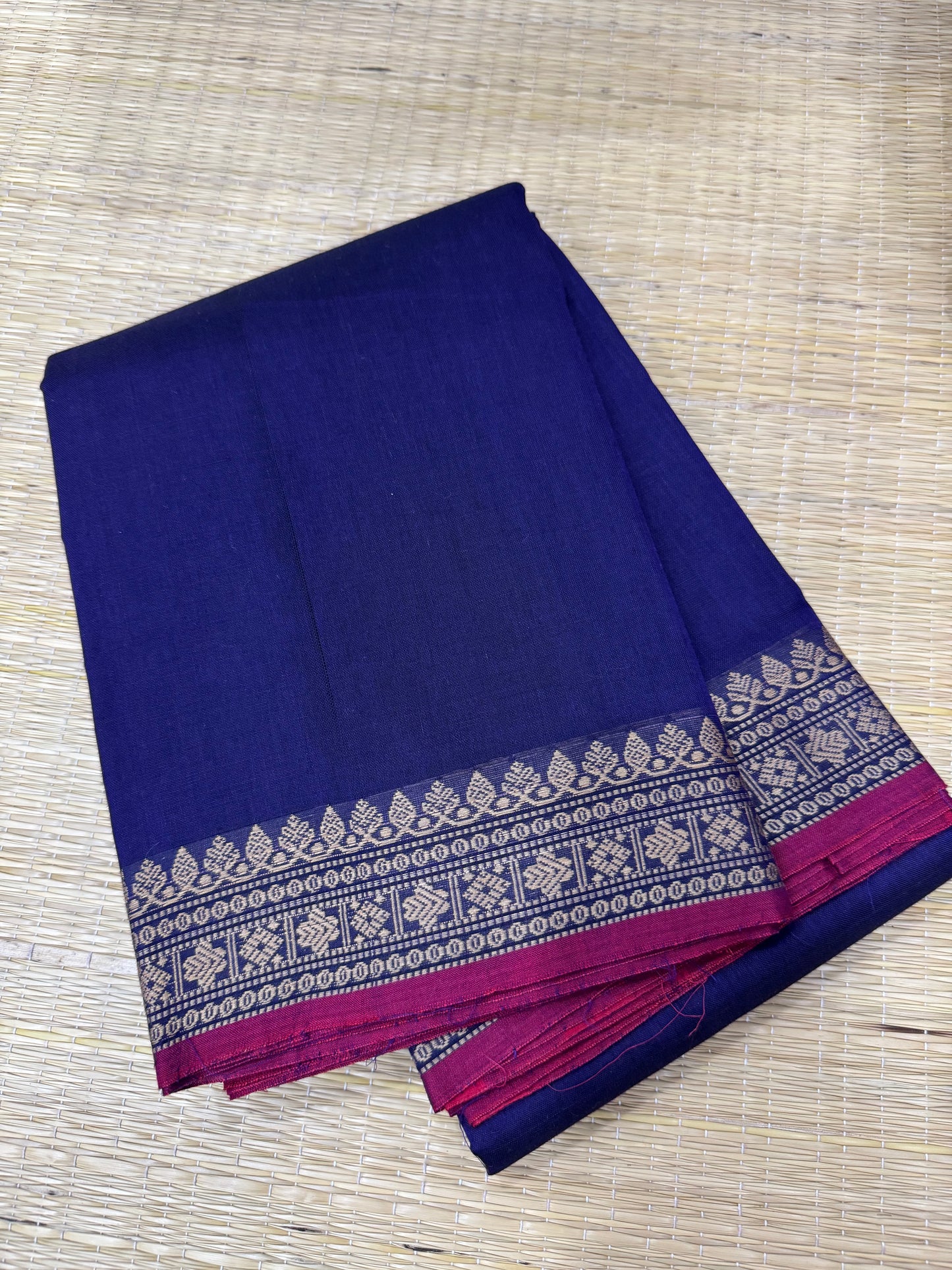Narayanpet soft cottons | tiny thread border | violet X pink