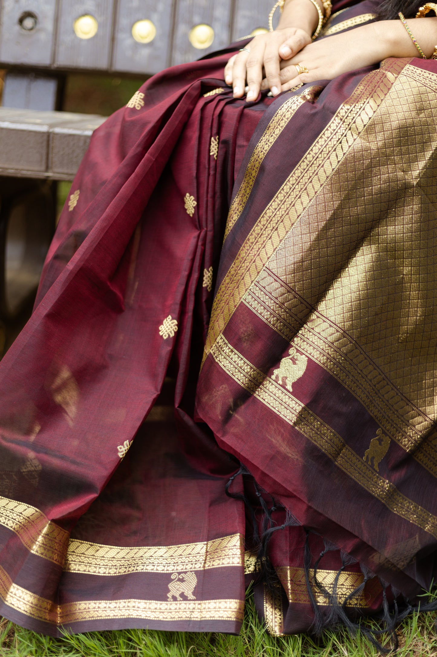 Kanchi Silk Cotton Sarees | luxury silk cotton | kolam x rettaipet small border| aaraku X gold
