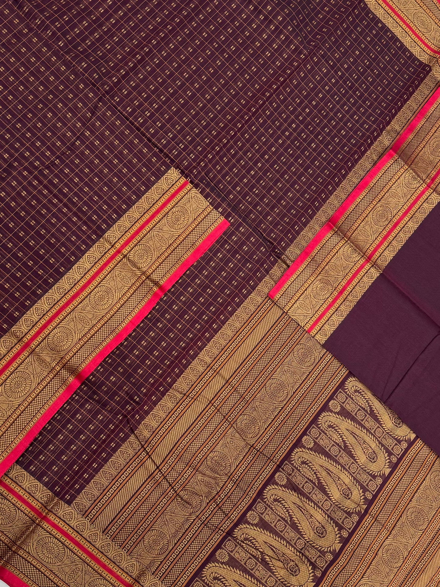Pure Handloom Kanchi rich Cotton Saree | Zari border X 1000 BUTTA | aaraku X red | intricate rich thread woven Pallu