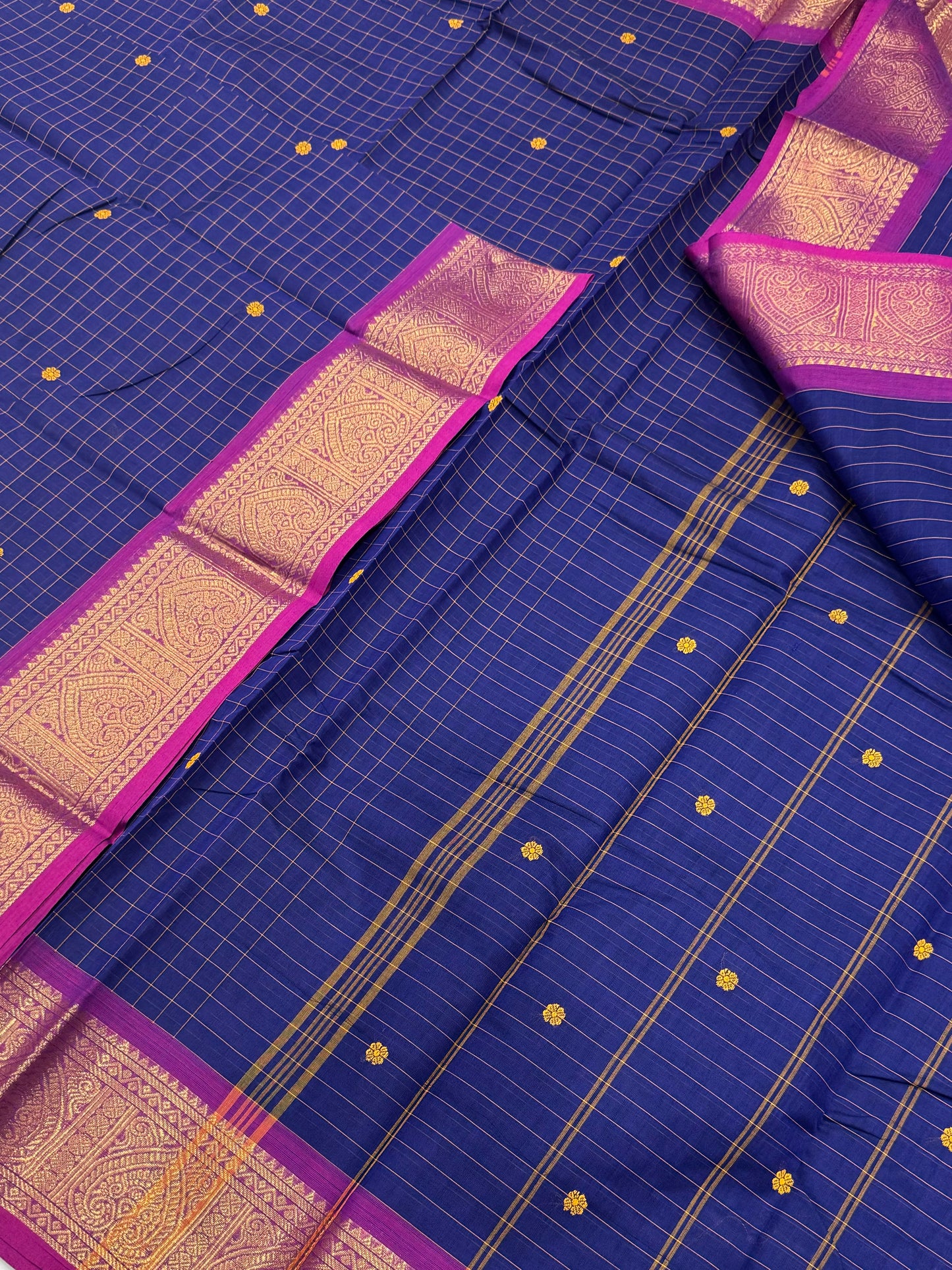 Kanchi soft cotton | blue X pink |rich Zari border X kattam