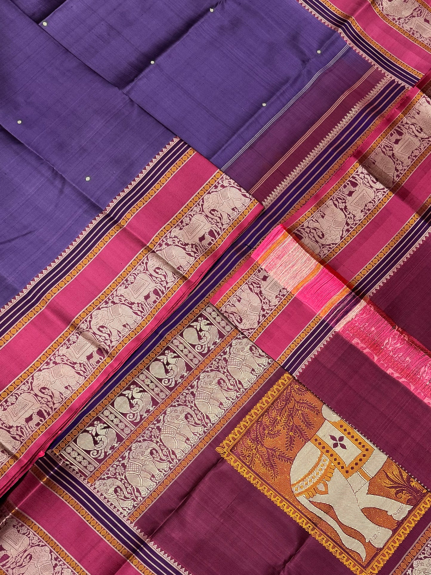 Pure Kanjivarams | zero zari | Rishaba kunjaram|lavendar X pink X burgandy | Handwoven luxury x 4 ply master weave | NKV35