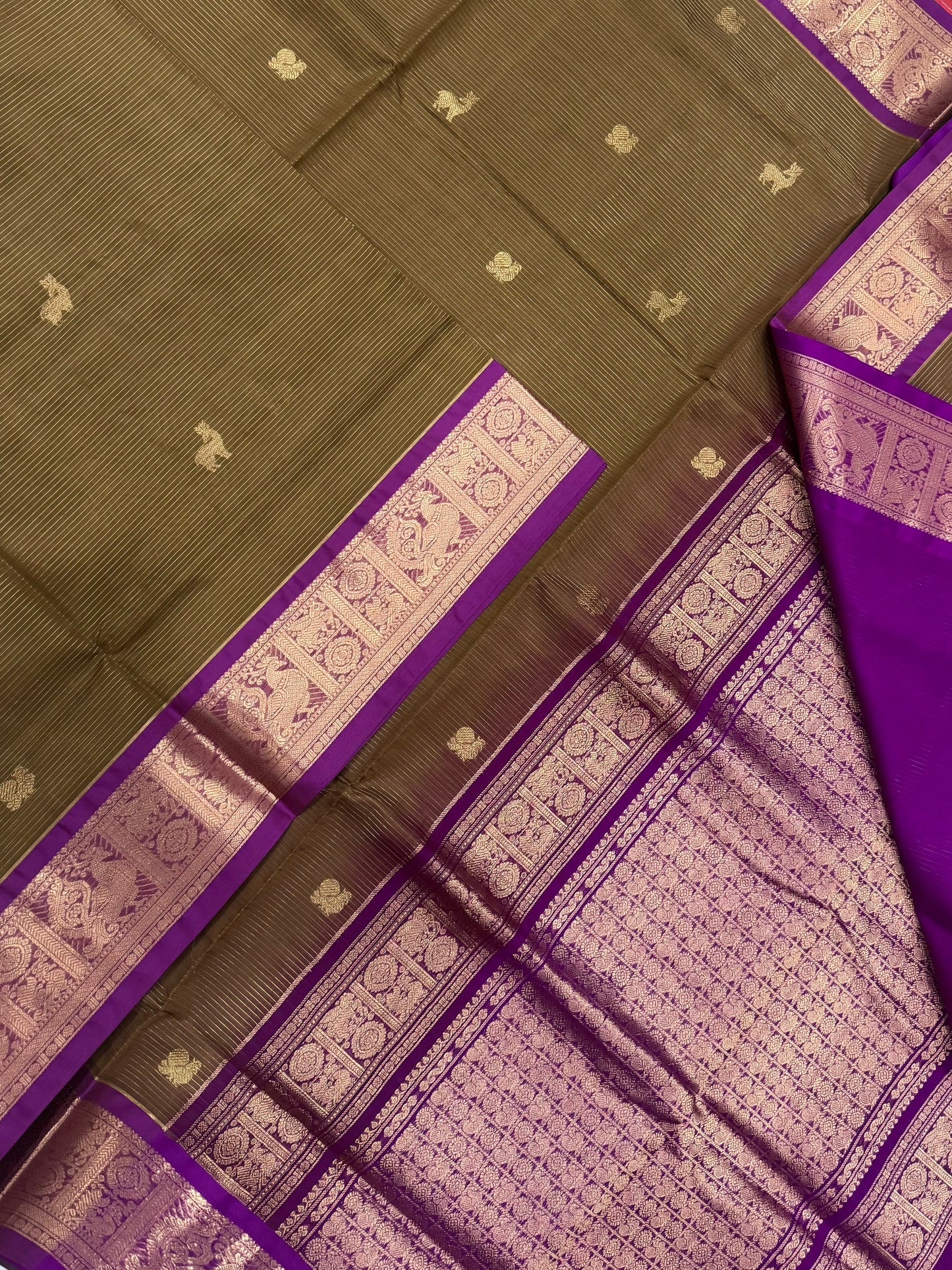 Kanchi Silk Cotton Sarees | luxury silk cotton | VAIRAOOSI X mayil maan | Mehendhi green X vadamalli NKV37
