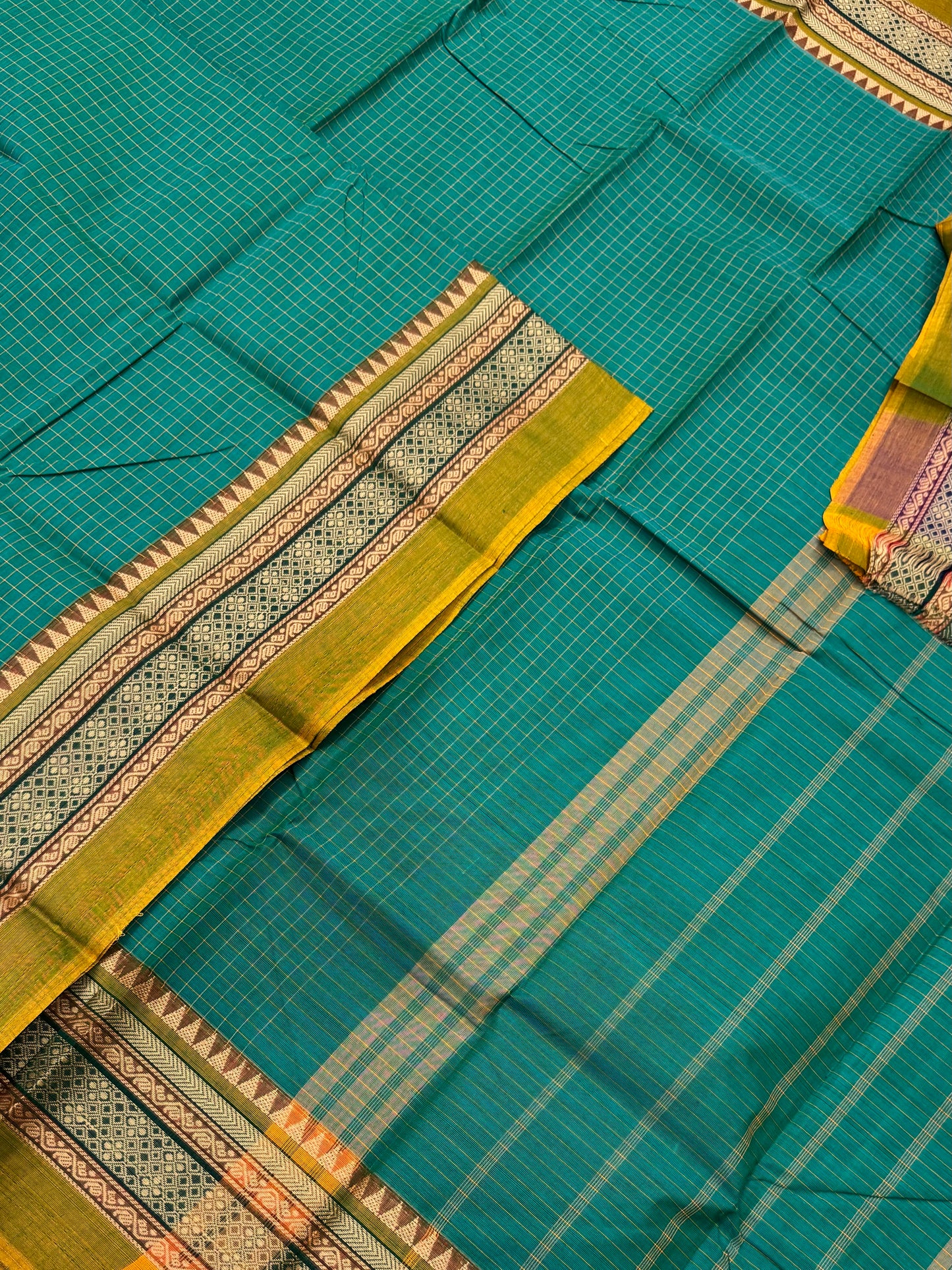 Kanchi soft cotton | teal green X light green |thread border