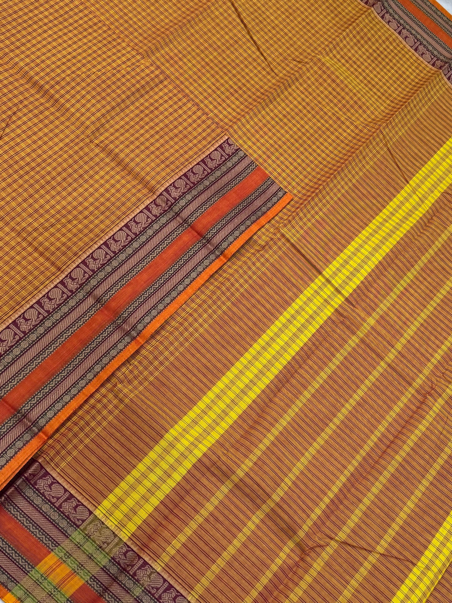 Kanchi soft cotton | pastel orange x orange | thread border