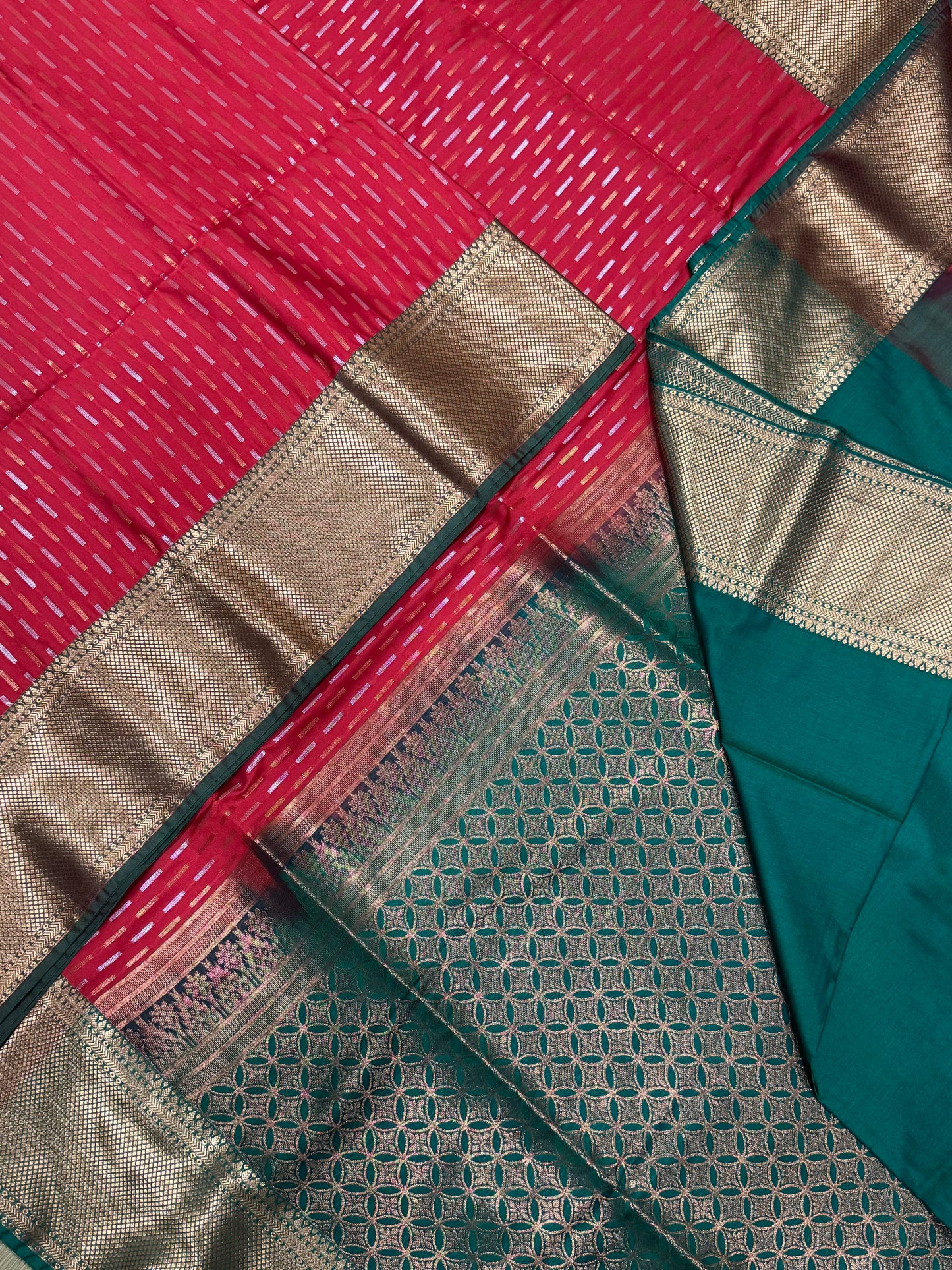 Vegan Silk Sarees Online | orange X green
