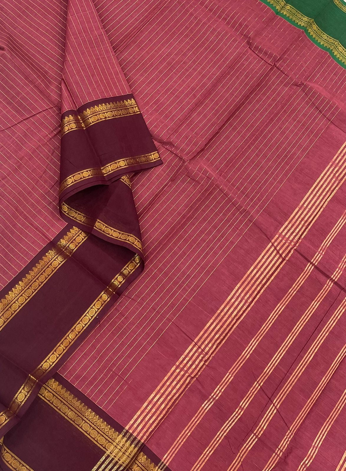 Kanchi soft cotton |Zari rettaipet border | dark pink x ganga Jamuna