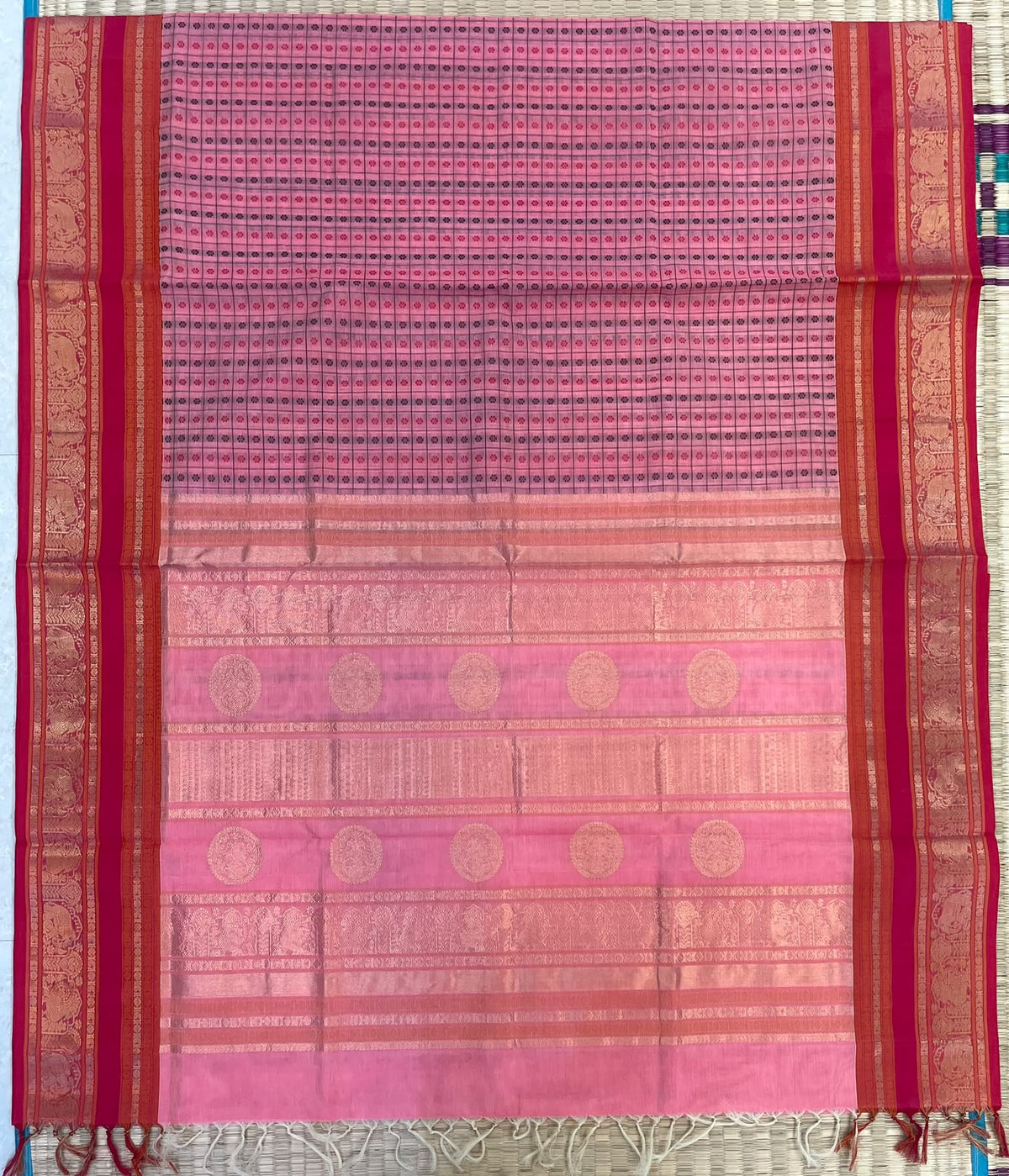 Kanchi Silk Cotton Sarees | 1000 butta X rich zari pallu X zari border | pastel rose milk pink X pink