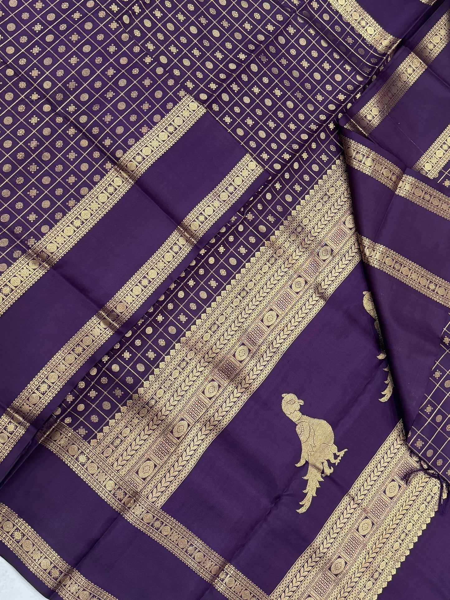 Pure Kanjivarams | jamun X gold | 1000 BUTTA X killi pallu