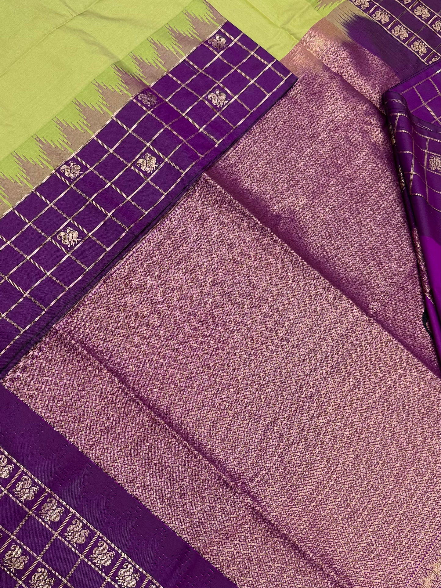 Vegan Silk Sarees Online | border kattam X mayil | green X violet
