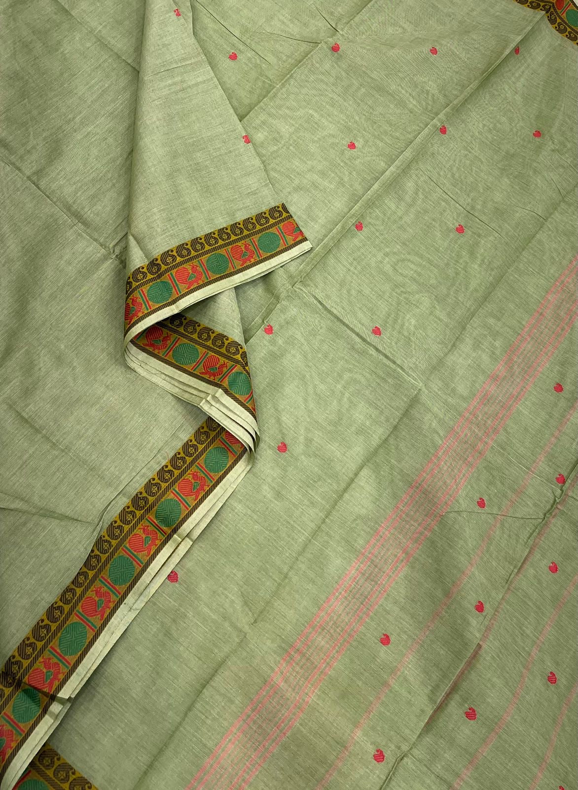 Kanchi soft cotton | pastel green | tiny thread border