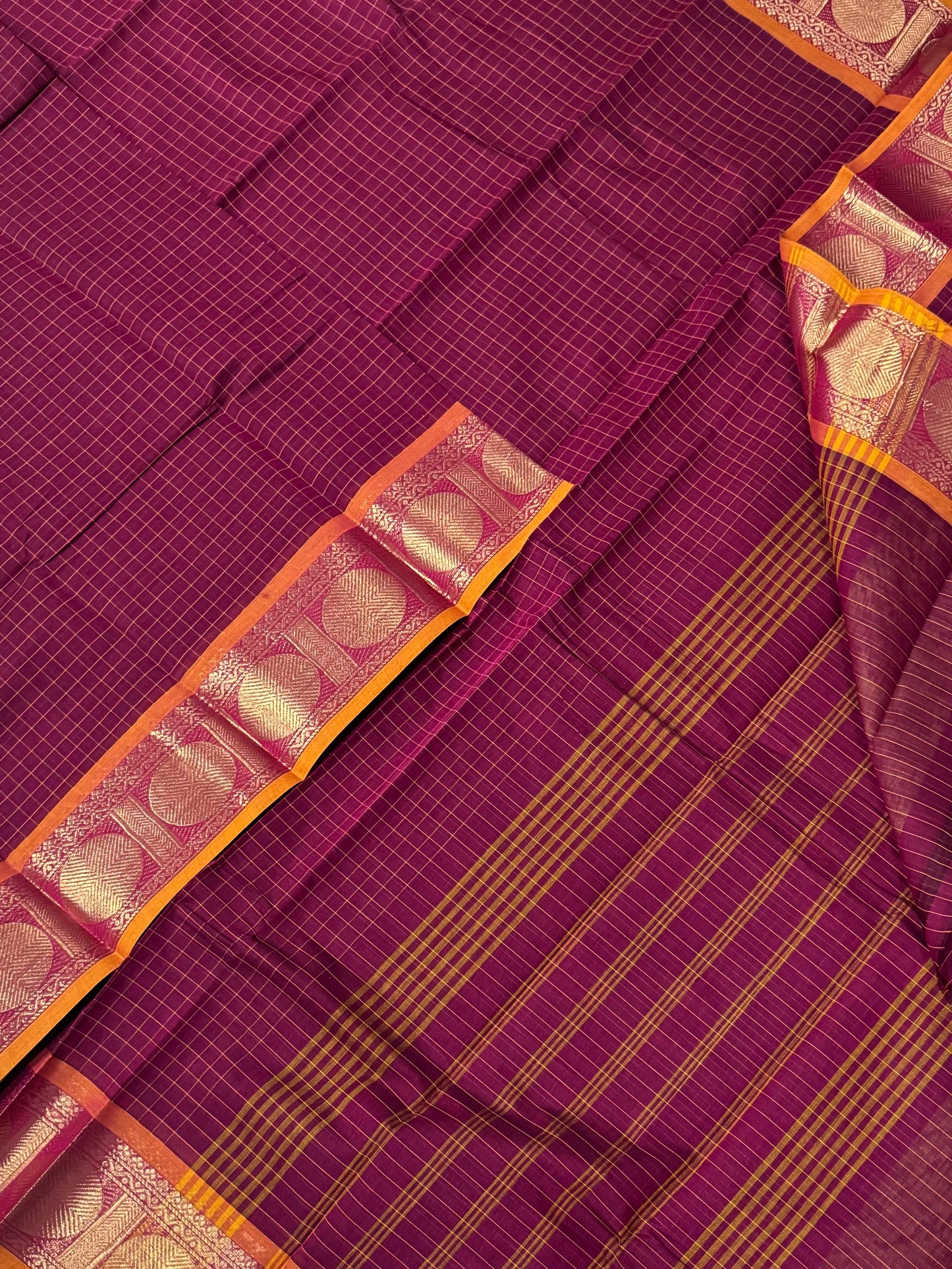 Kanchi soft cotton |zari border X kattam| dark pink X ruthraksham