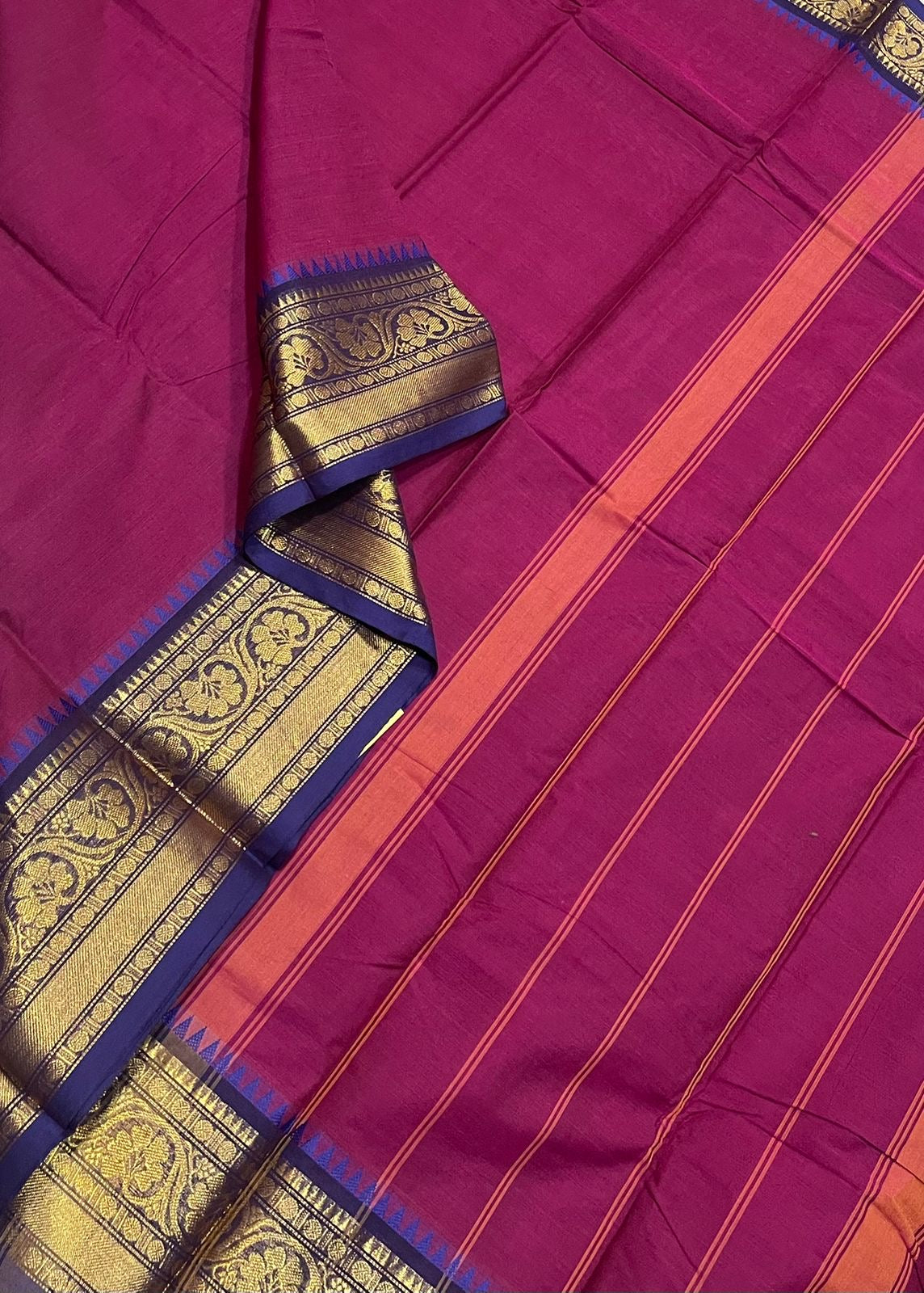 Kanchi soft cotton | dark pink x violet | zari border