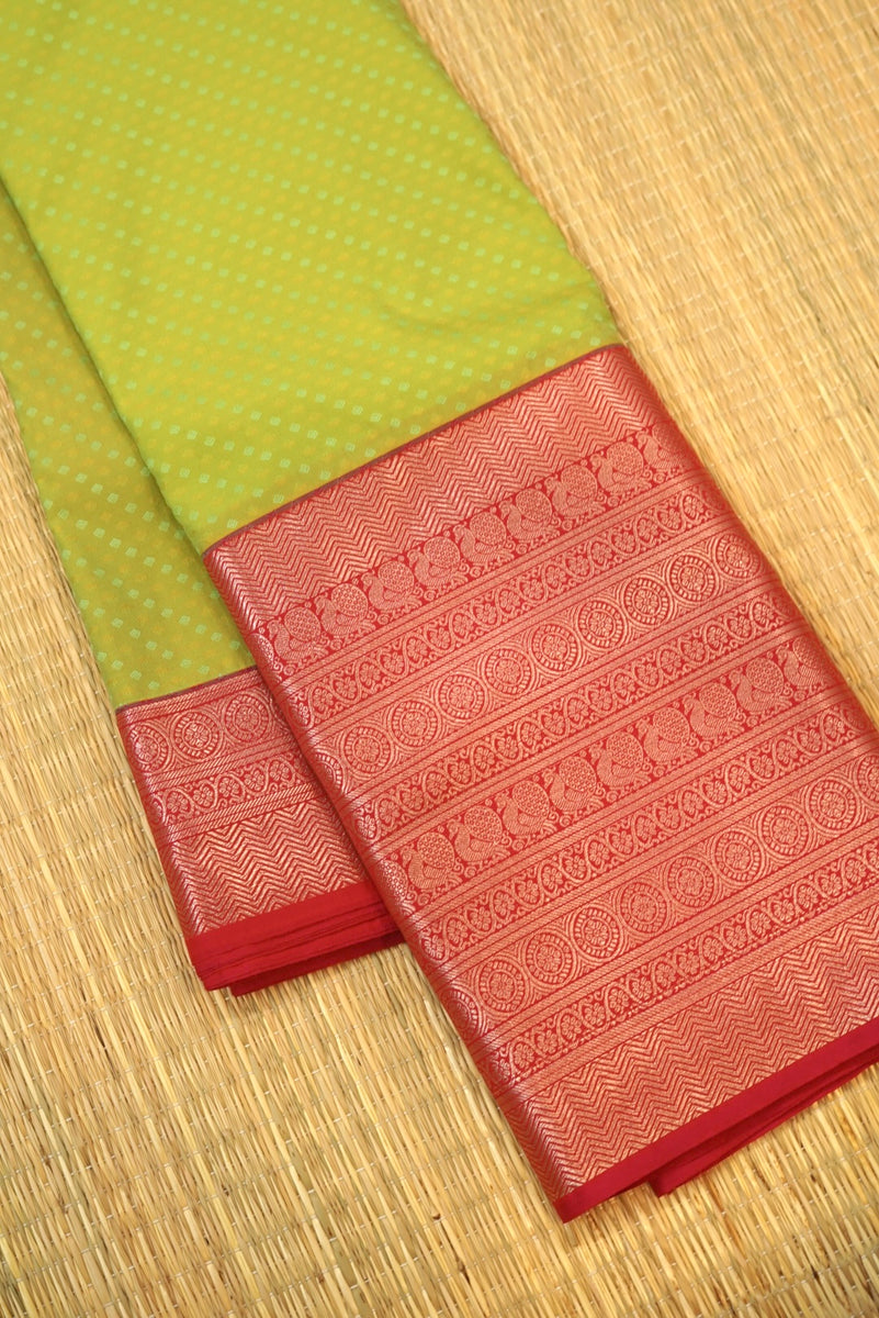 Vegan Silk Sarees Online Parrot green X hot Pink nakavindhini