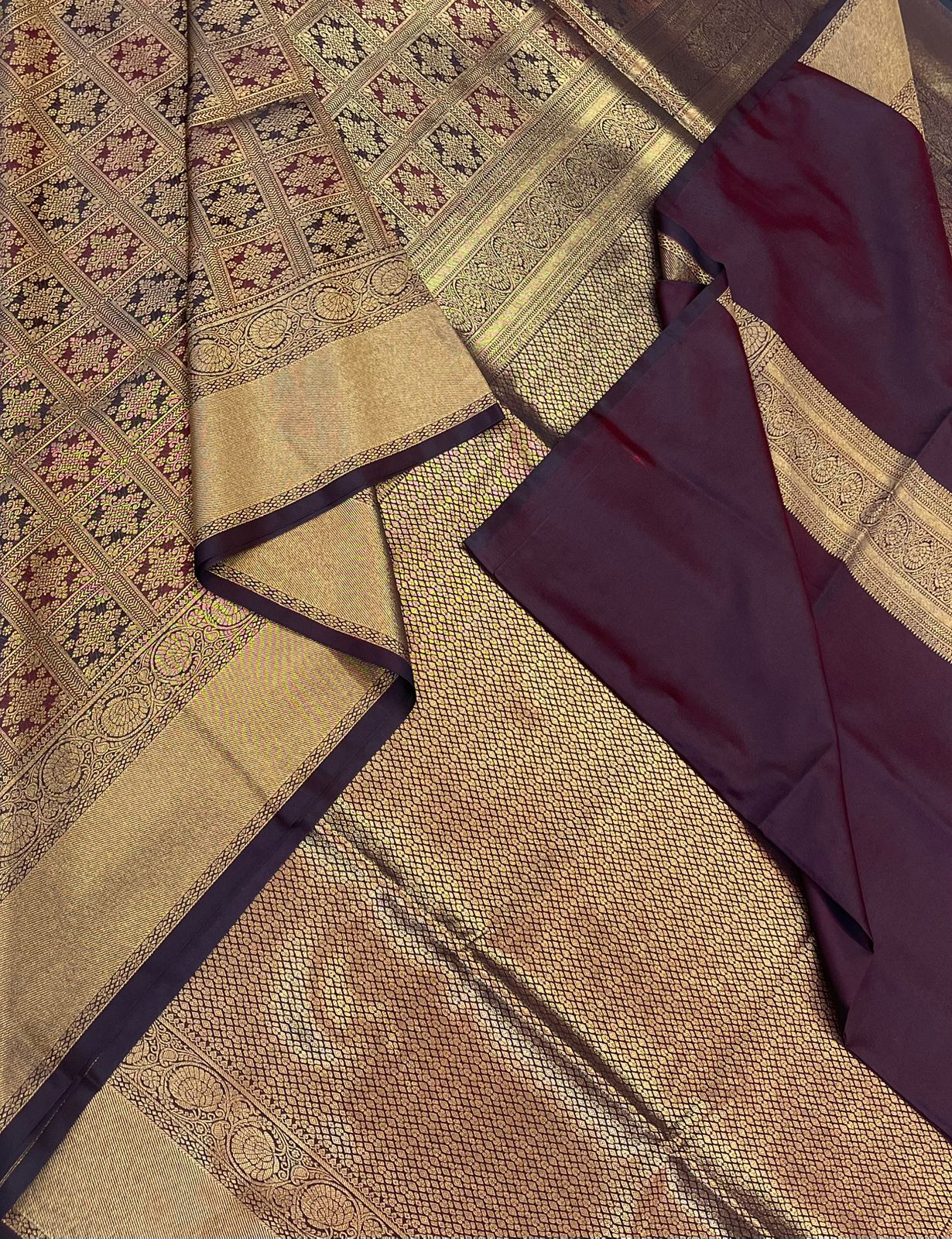 Vegan Silk Sarees Online | brocade rich motif X rich border | aaraku X gold