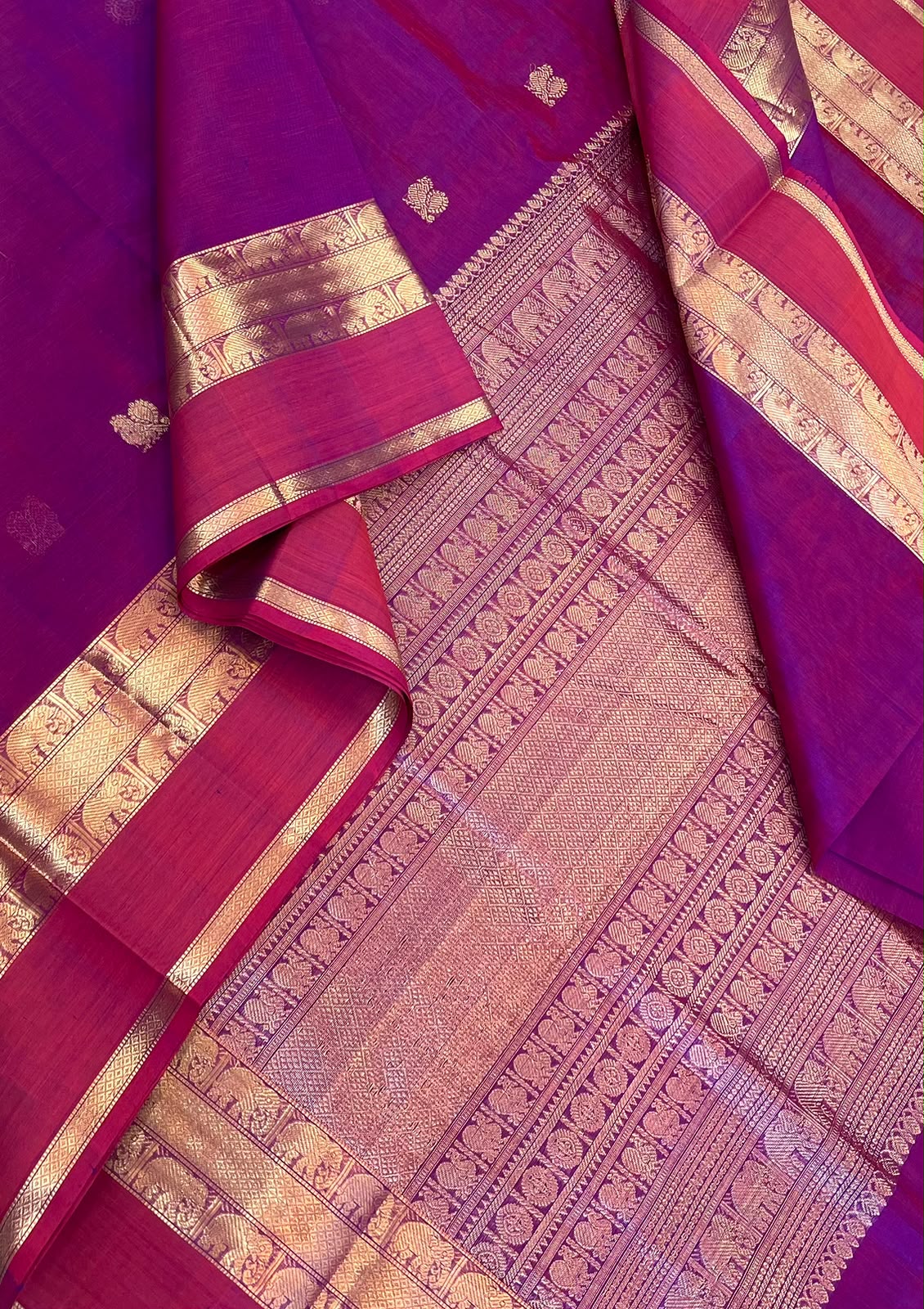 Kanchi Silk Cotton Sarees | luxury silk cotton | mayil motif x yaanai border | vadamalli X pink