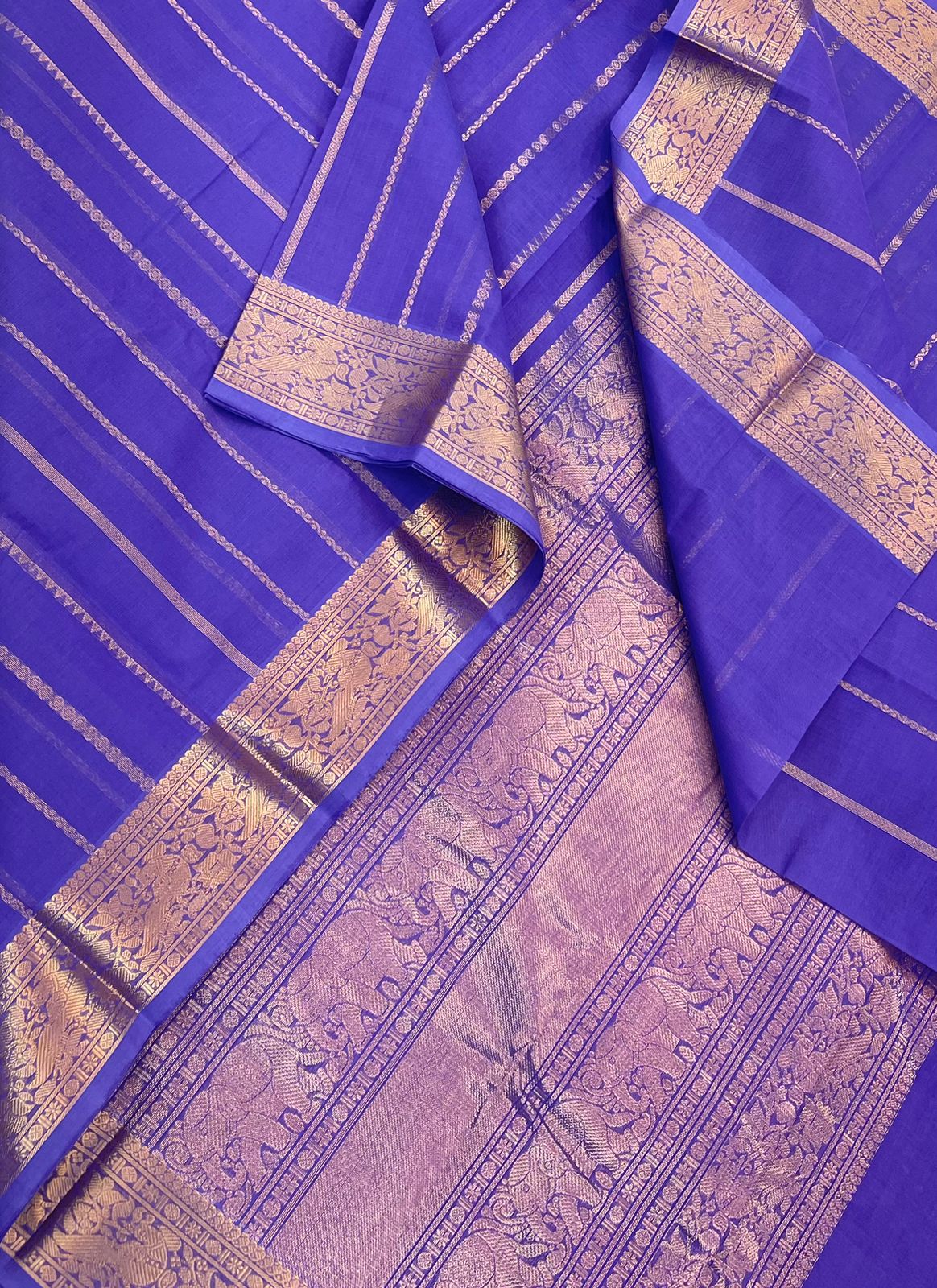 Kanchi handloom rich cotton zari vertical varisaopet x Zari rettaipet rich kanchipuram border | dark lavender