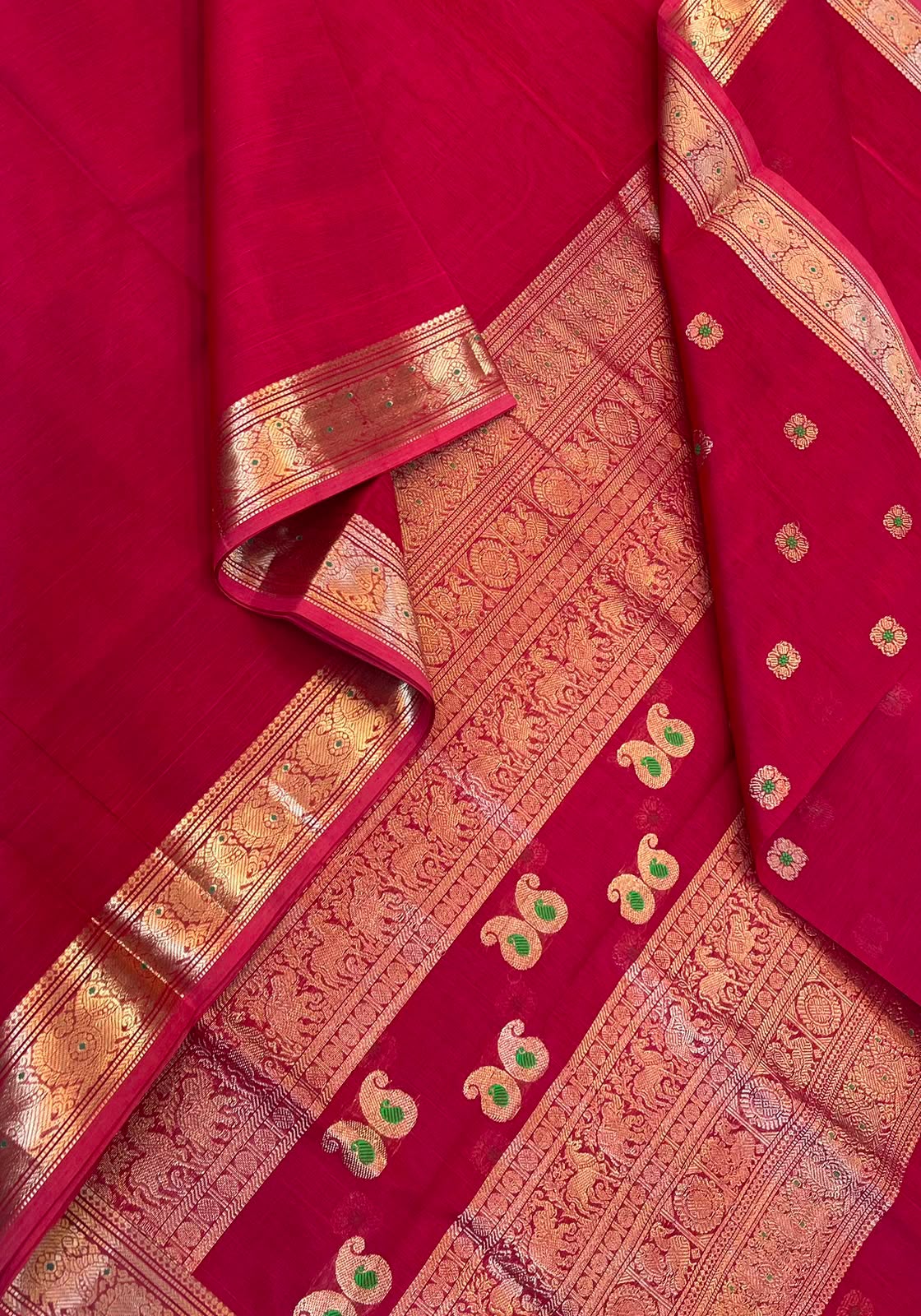 Kanchi Silk Cotton Sarees | luxury silk cotton | tiny meena border X blouse meena motif | red ♥️