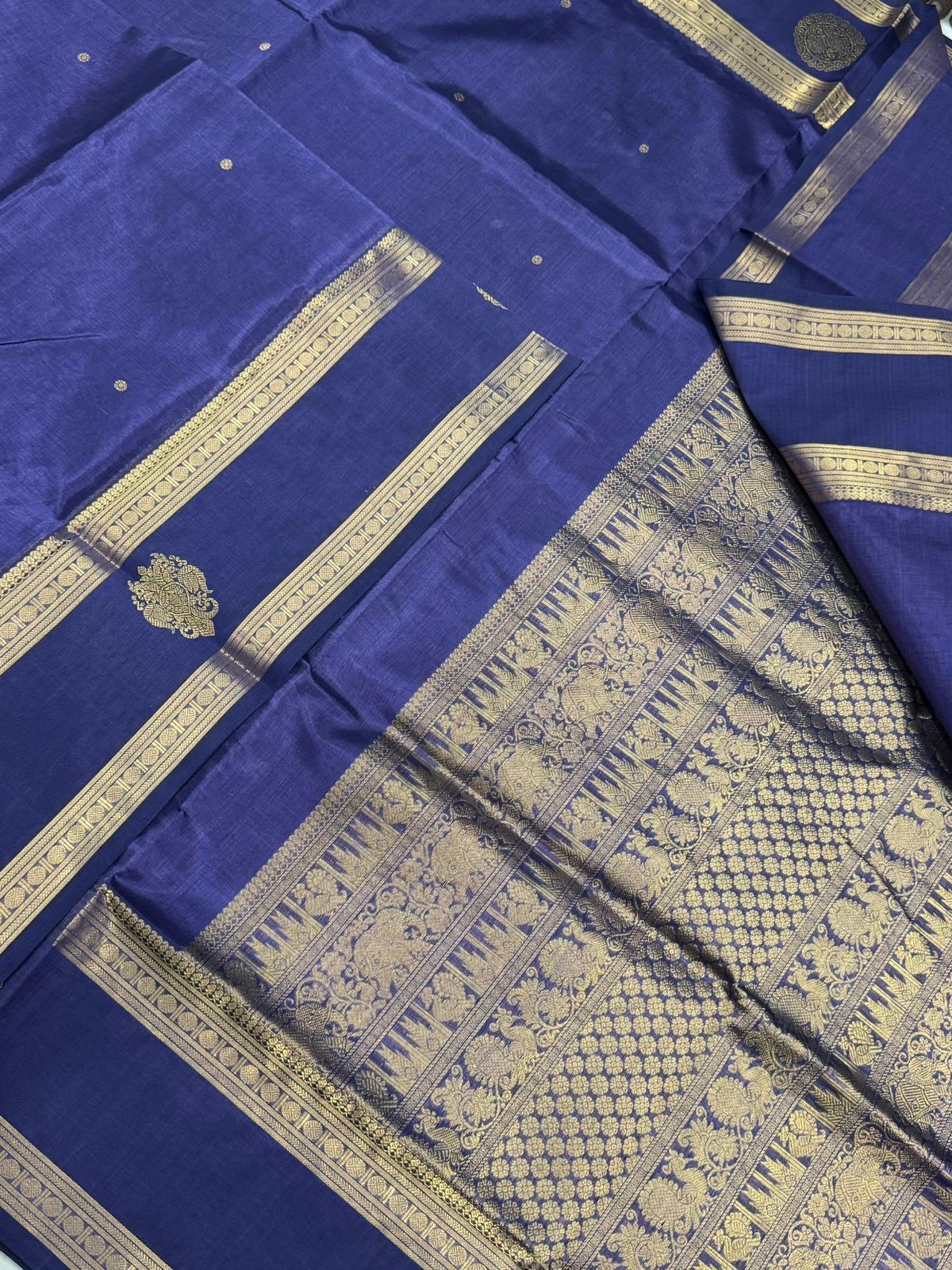 Kanchi Silk Cotton Sarees | luxury silk cotton | tiny butti X rettaipet border x mayil | bluish lavendar