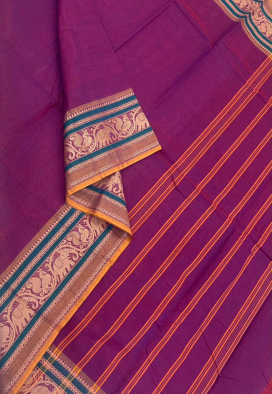 Kanchi soft cotton | vadamalli x mustard | thread border