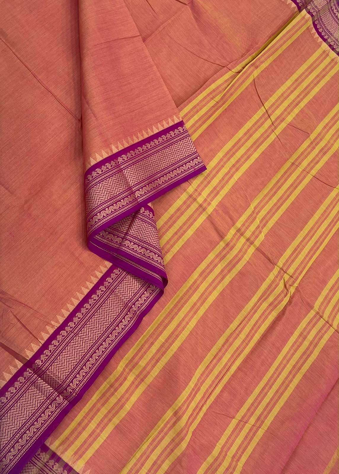 Kanchi soft cotton | pastel orange x vadamalli | thread border