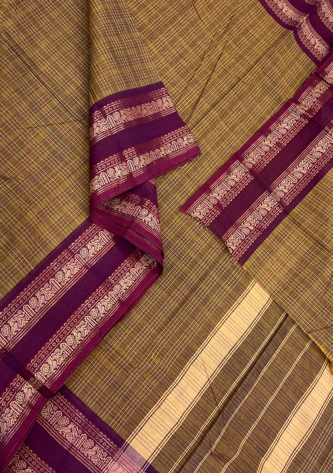 Kanchi soft cotton | kattam x rich thread rettaipet border | mustard x pink