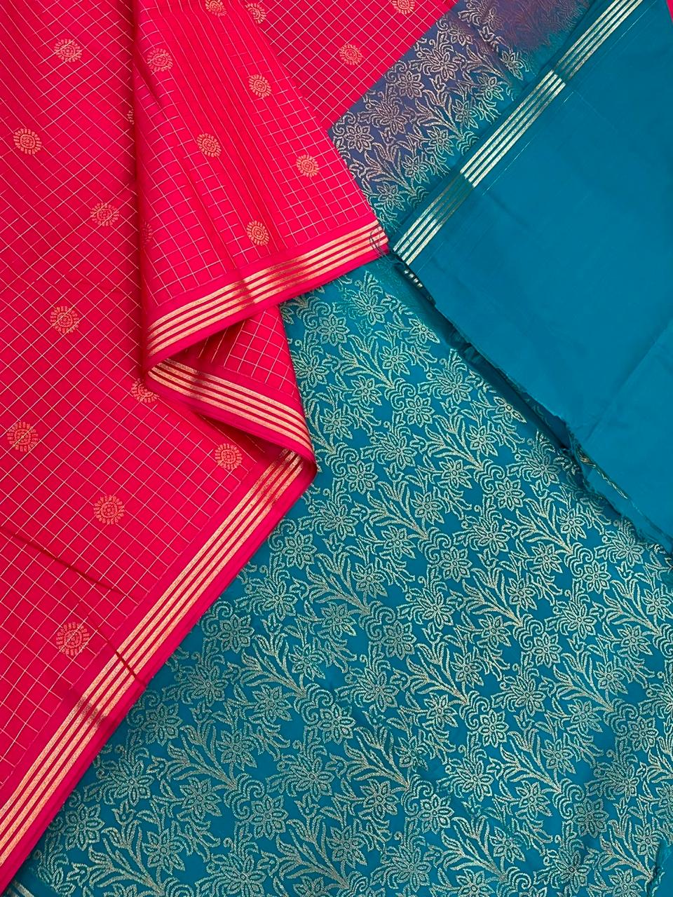 Vegan Silk Sarees Online | kamalam butta x muthukattam| pink x teal