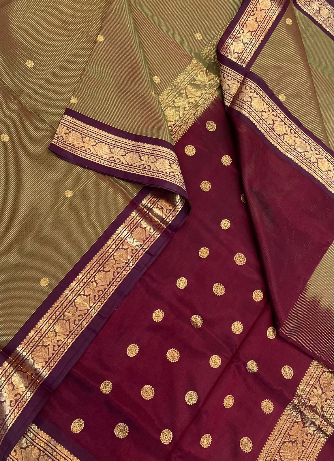 Kanchi Silk Cotton Sarees | vairaoosi X kamalam butta zari | mehendi green x marron