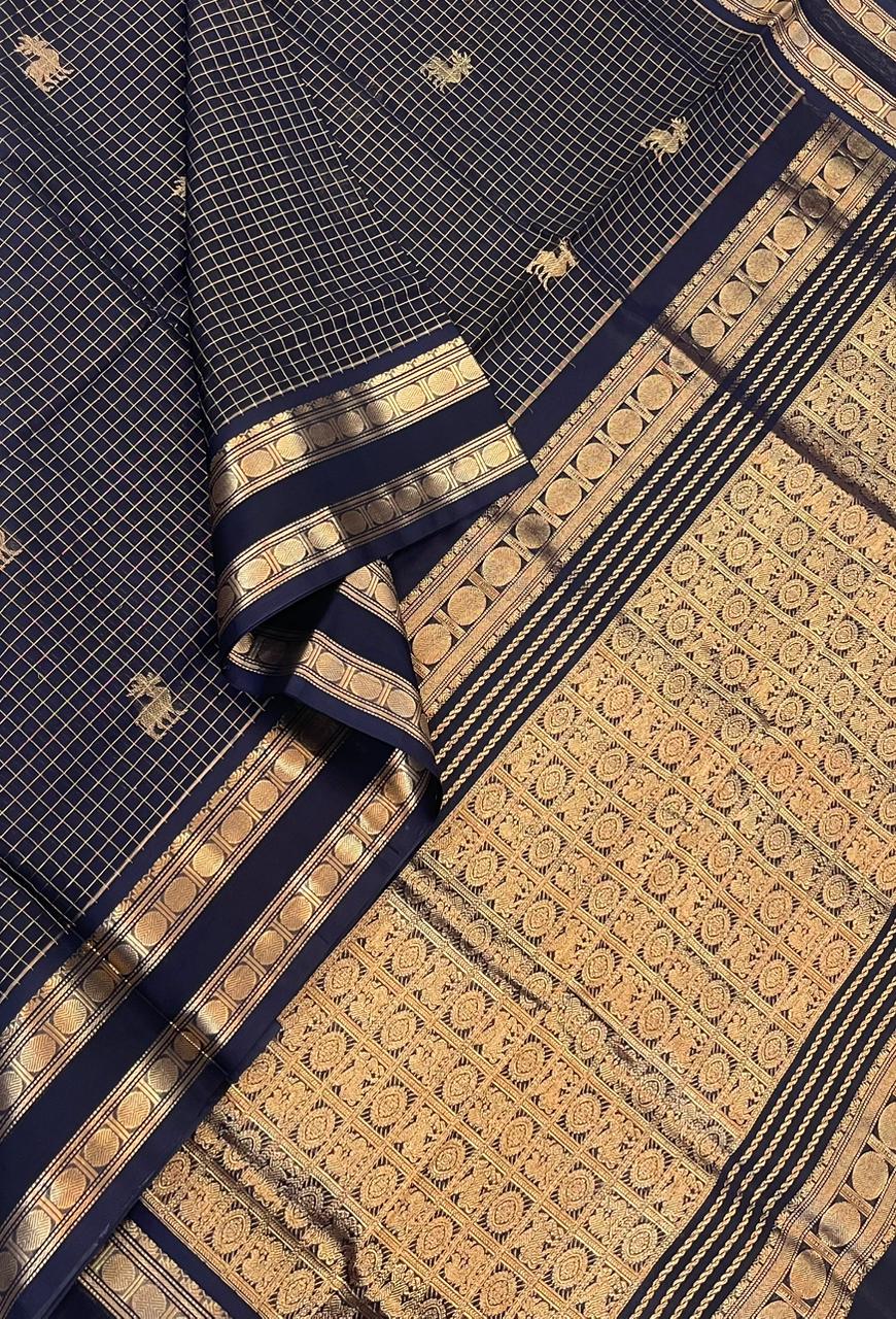 Kanchi Silk Cotton Sarees | luxury silk cotton | muthukattam x maan | black NKV37