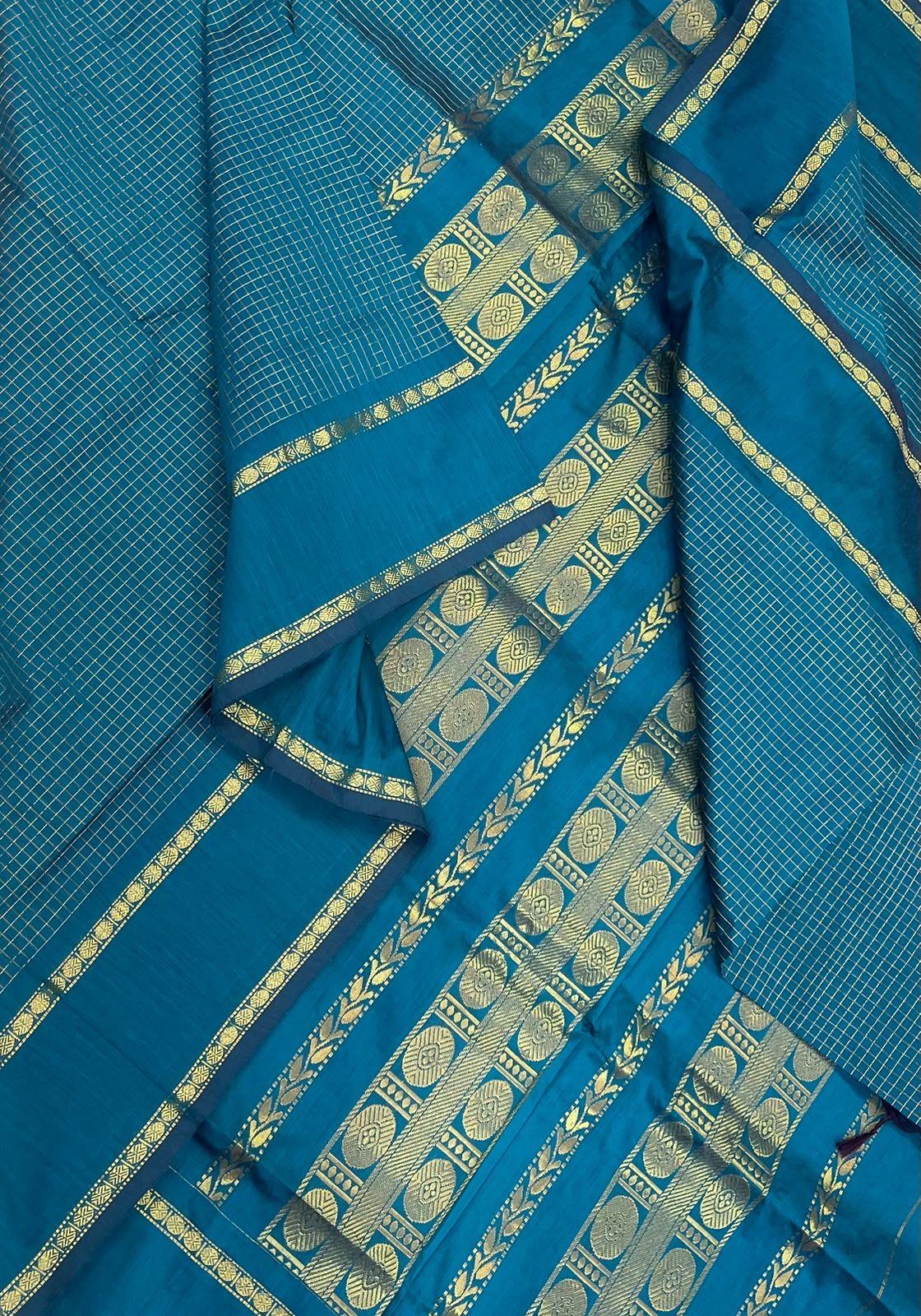Semi Silk soft Cotton Sarees | zari kattam X rettaipet zari border | rich pallu| cyan blue X gold | NKV11