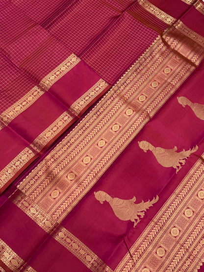 Pure Kanjivarams | Kalakshetra killi x two tone pink | Handwoven luxury x 4 ply | NKV45