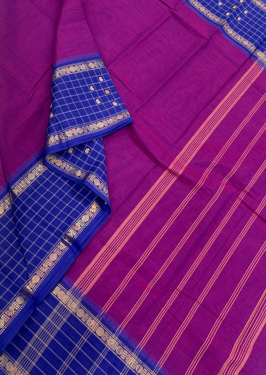 Kanchi soft cotton | manjantha x blue kattam |kattam Zari border