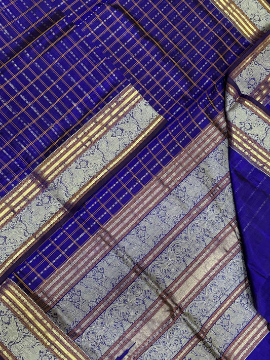 kanchi silk cotton | 1000 BUTTA X thread border | blue x gold