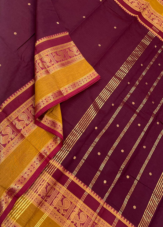 Kanchi mercerised soft cotton |rich zari maayil border | aaraku x manjal | MC10